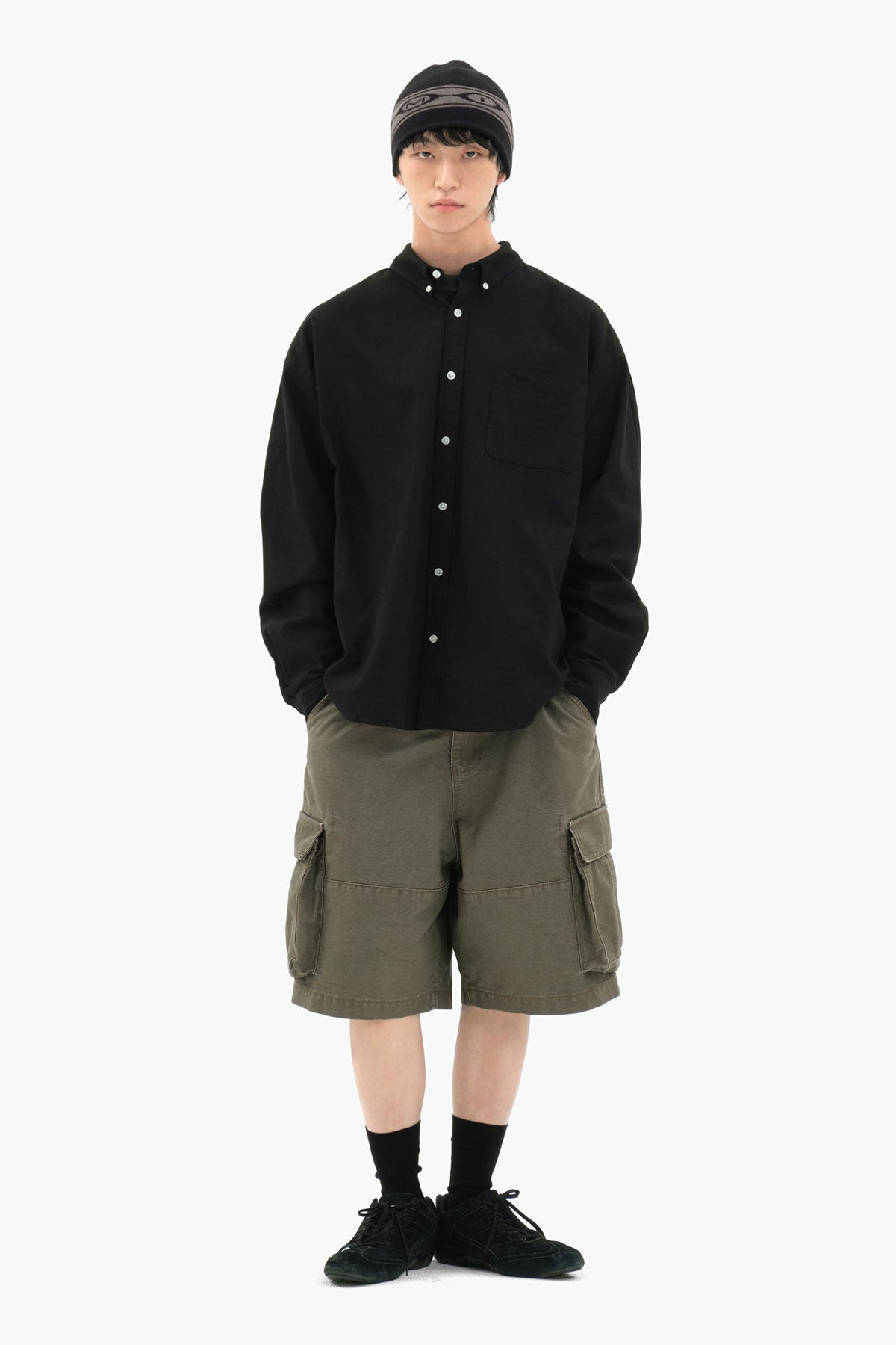 VERT WASHED CARGO SHORTS (LOOSE FIT) KHAKI
