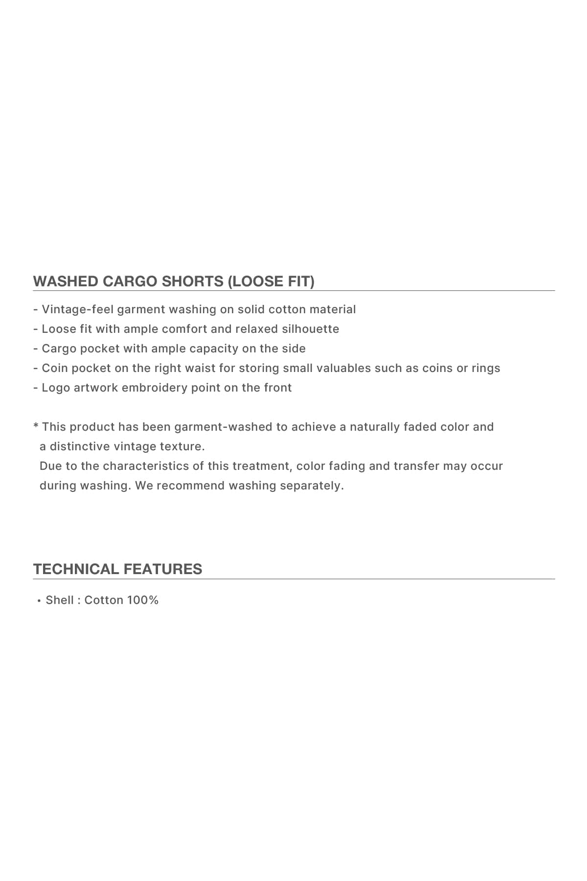 VERT WASHED CARGO SHORTS (LOOSE FIT) KHAKI
