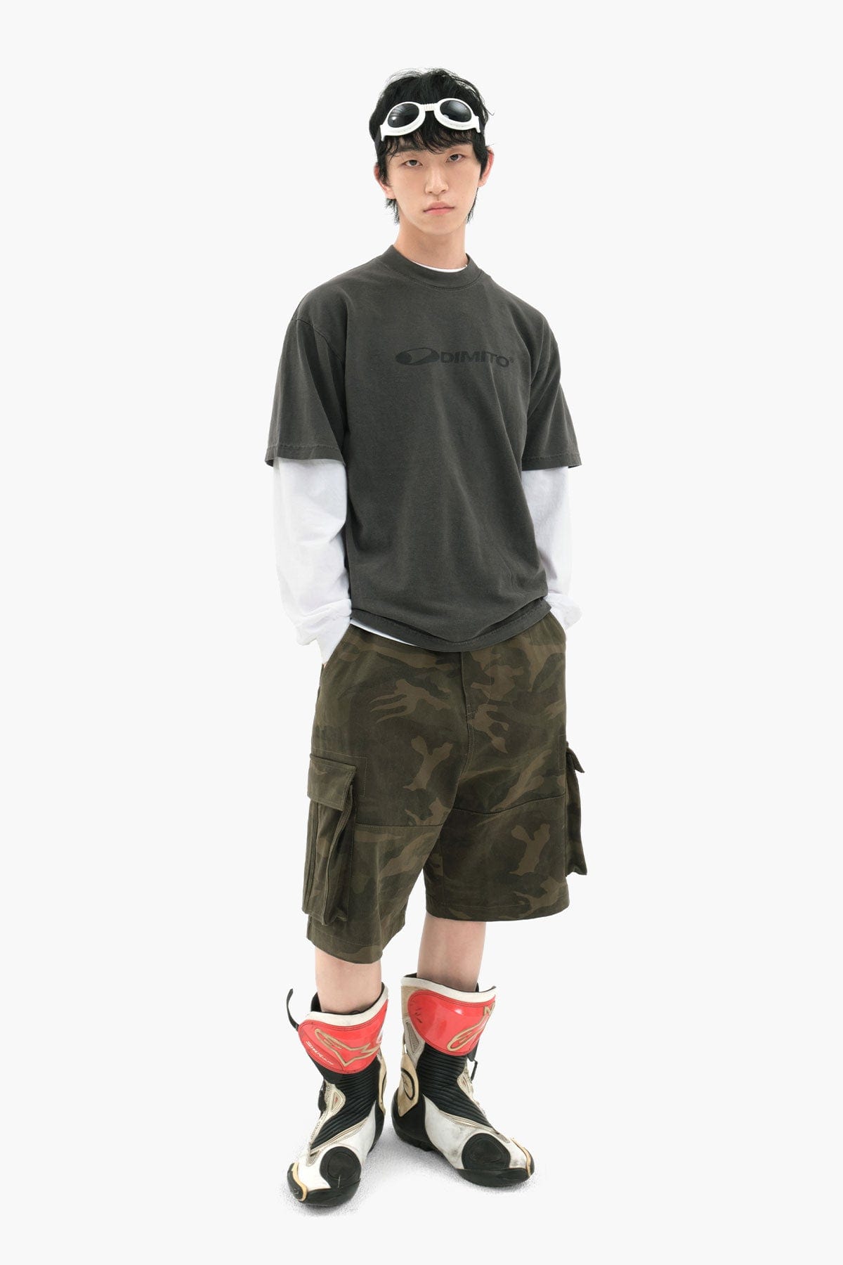 VERT WASHED CARGO SHORTS (LOOSE FIT) WOODLAND CAMO
