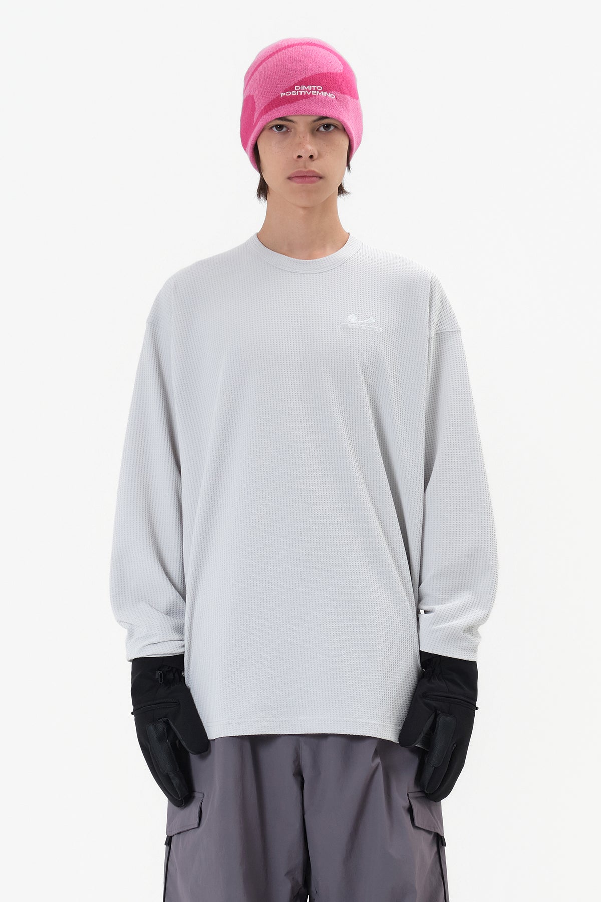 LIGHT WEIGHT WAFFLE LSV TEE MIST GREY