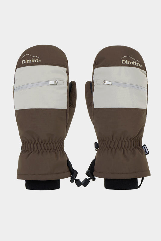 BLOCK VENT MITTEN DARK BROWN