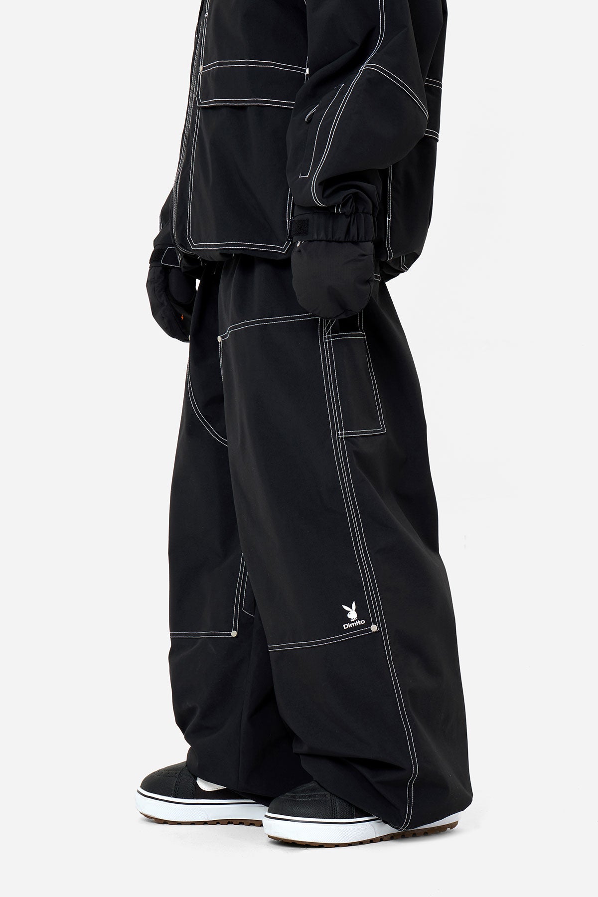 [PLAYBOY x DIMITO] DOUBLE KNEE PANTS (WIDE FIT LV.2) BLACK