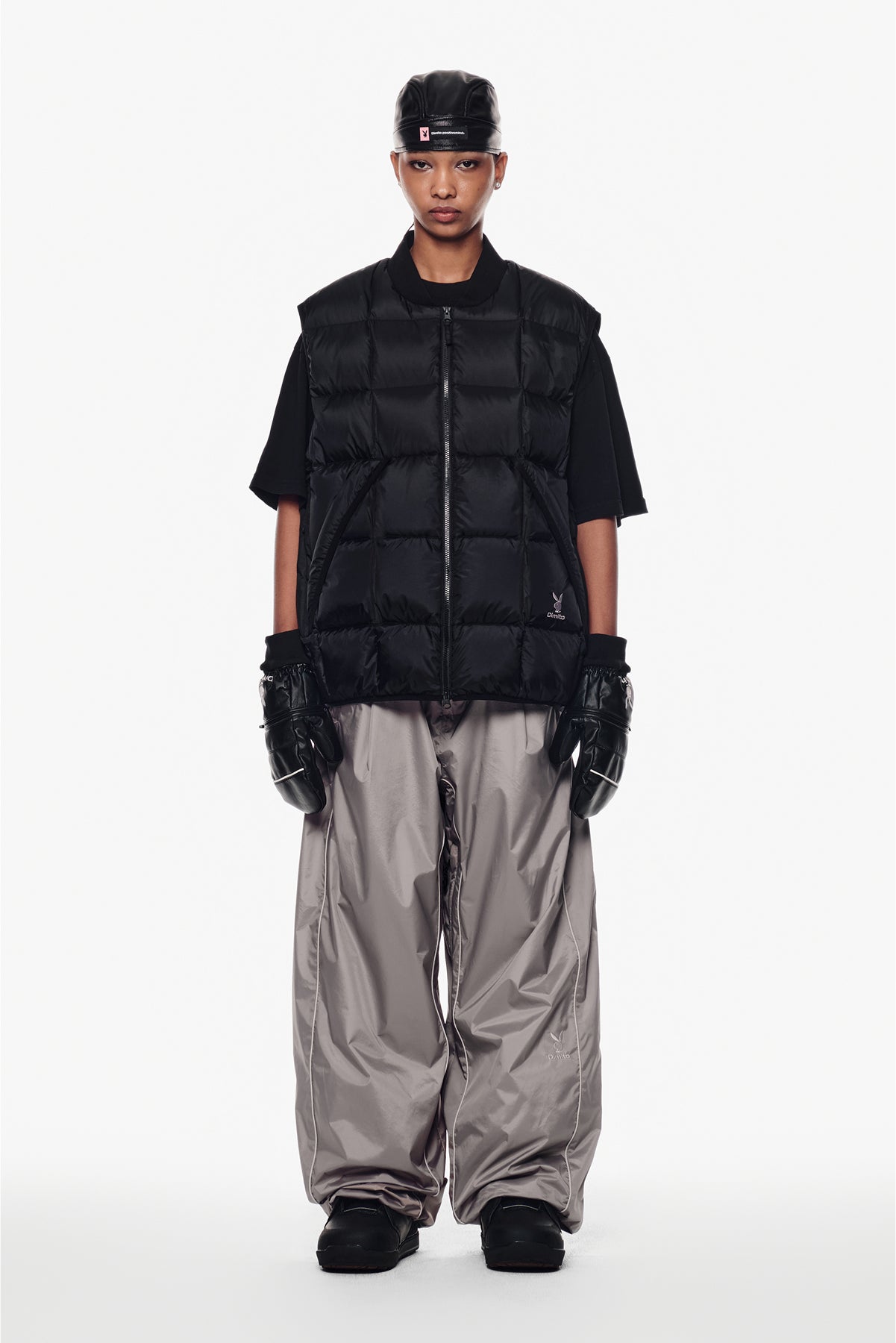 [PLAYBOY x DIMITO] STITCHED DOWN VEST BLACK
