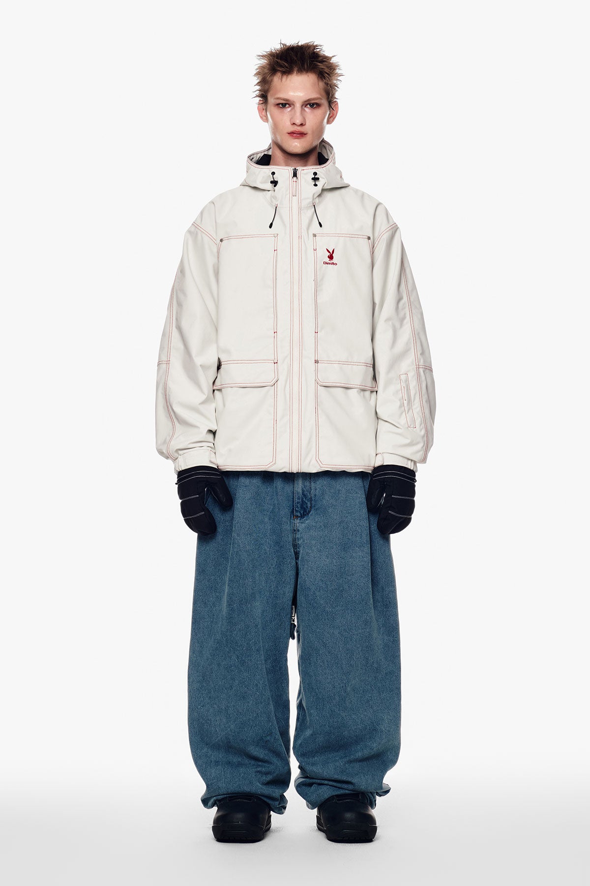 [PLAYBOY x DIMITO] STITCHED TRUCKER JACKET OFF WHITE