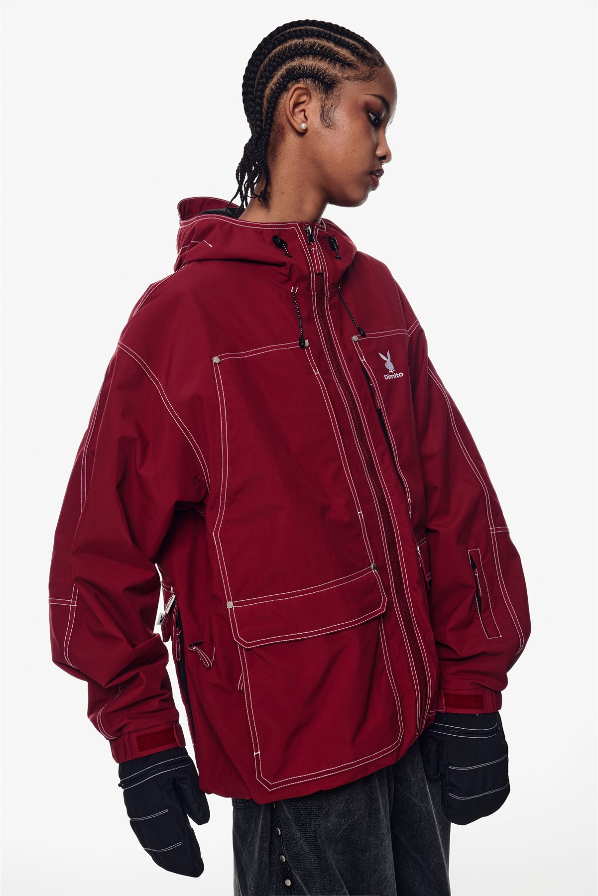 [PLAYBOY x DIMITO] STITCHED EASY ZIP MITTEN BLACK