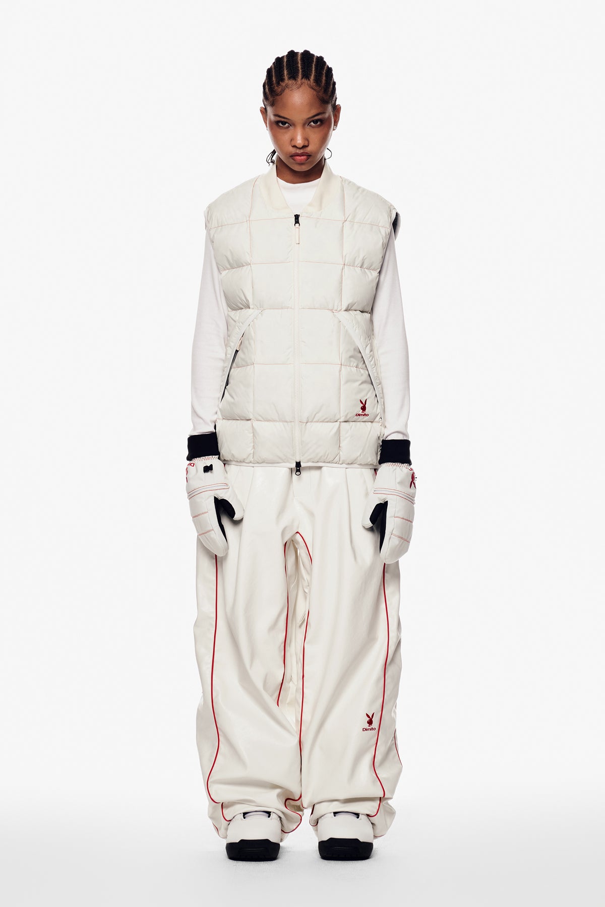 [PLAYBOY x DIMITO] STITCHED DOWN VEST OFF WHITE
