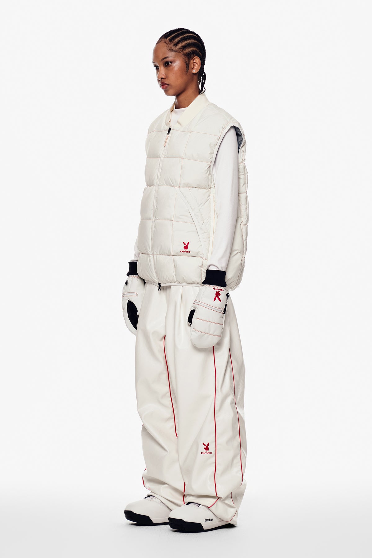 [PLAYBOY x DIMITO] STITCHED DOWN VEST OFF WHITE