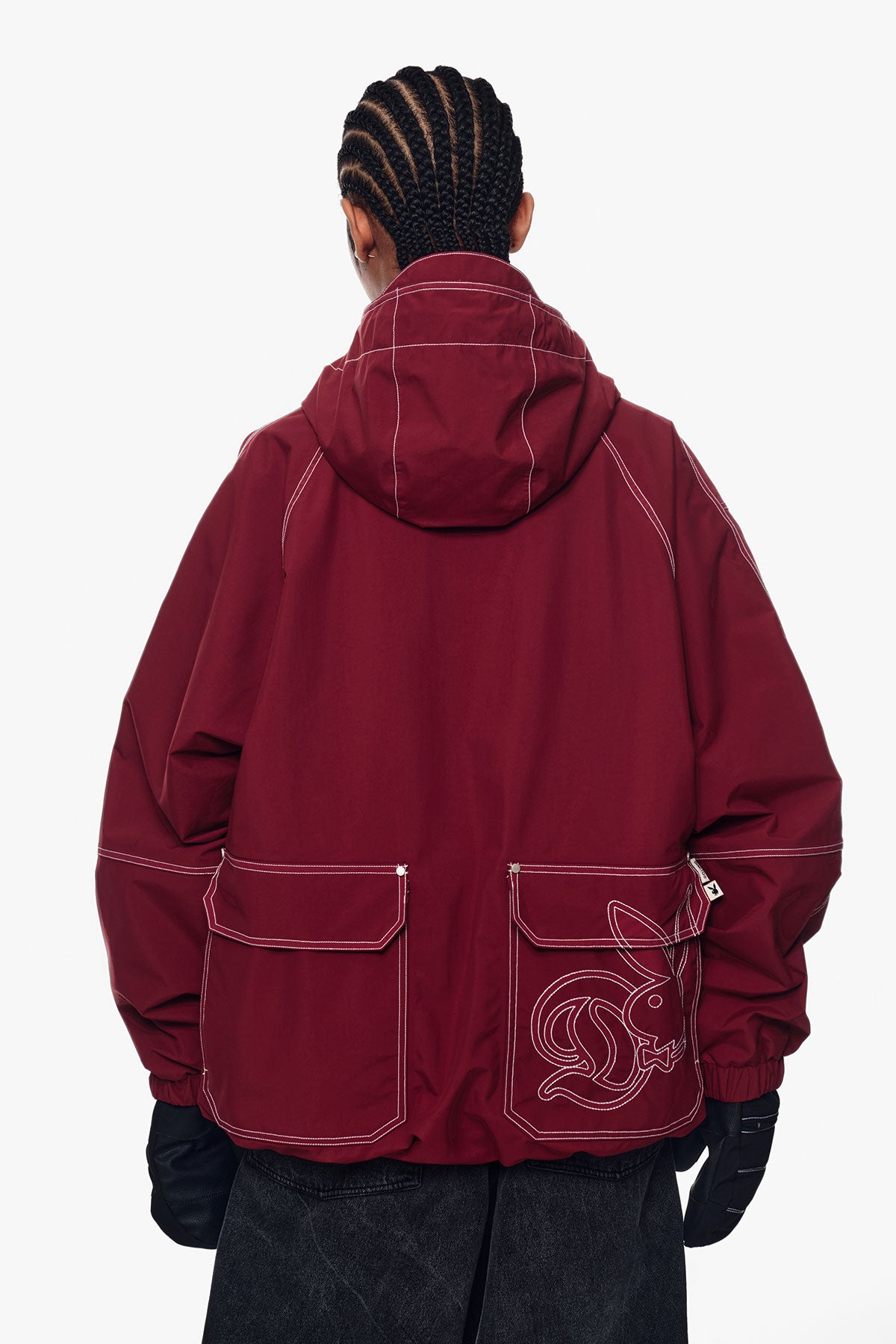 [PLAYBOY x DIMITO] STITCHED TRUCKER JACKET DARK RED