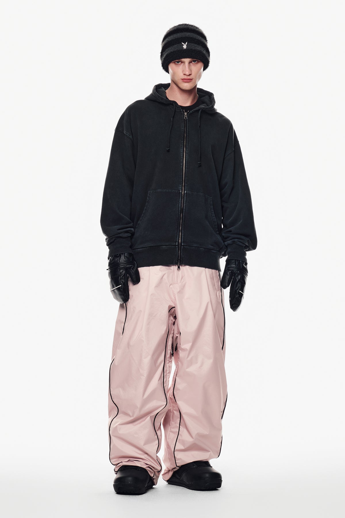 [PLAYBOY x DIMITO] PIPING BANDED PANTS (WIDE FIT LV.2) BABY PINK (Available on 25.09.30)