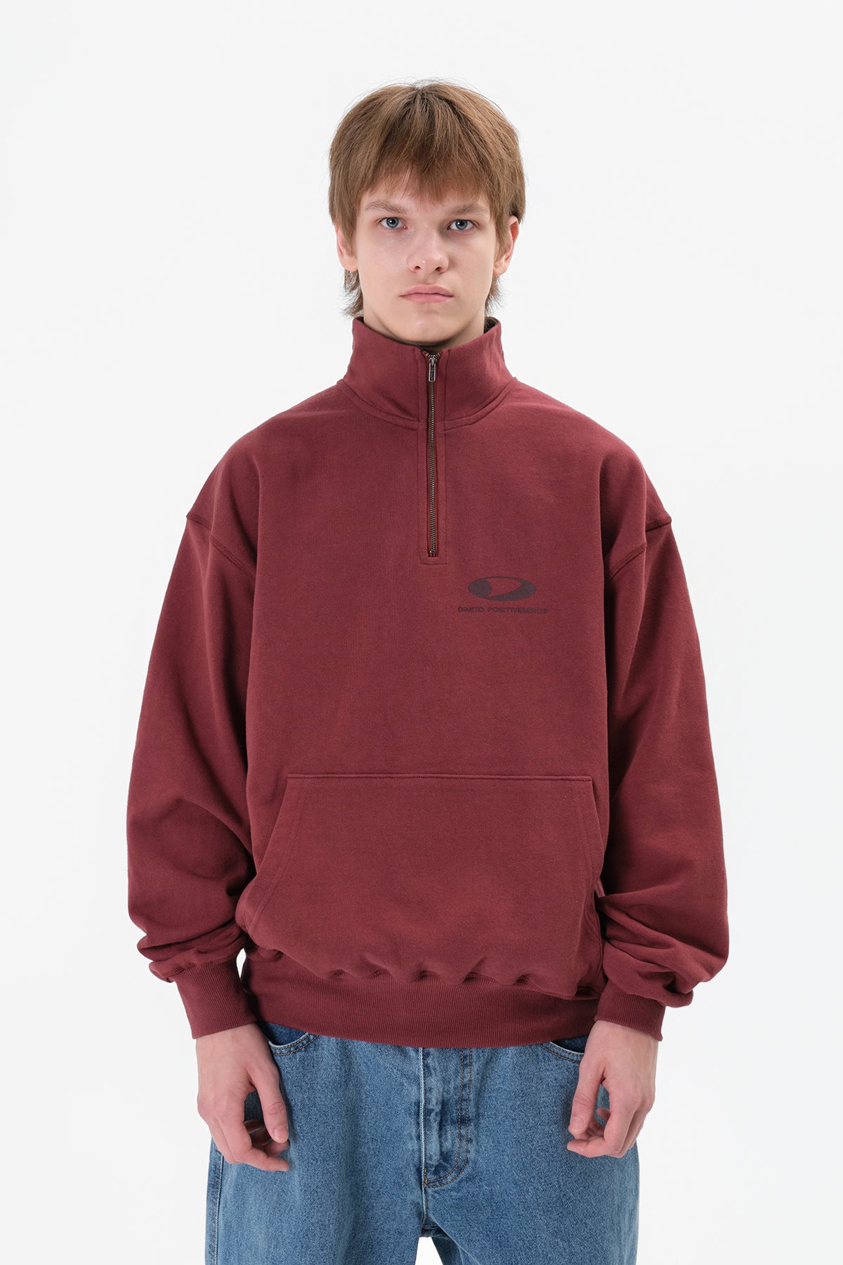 CIRCLE LOGO HALF ZIP SWEATSHIRT BURGUNDY
