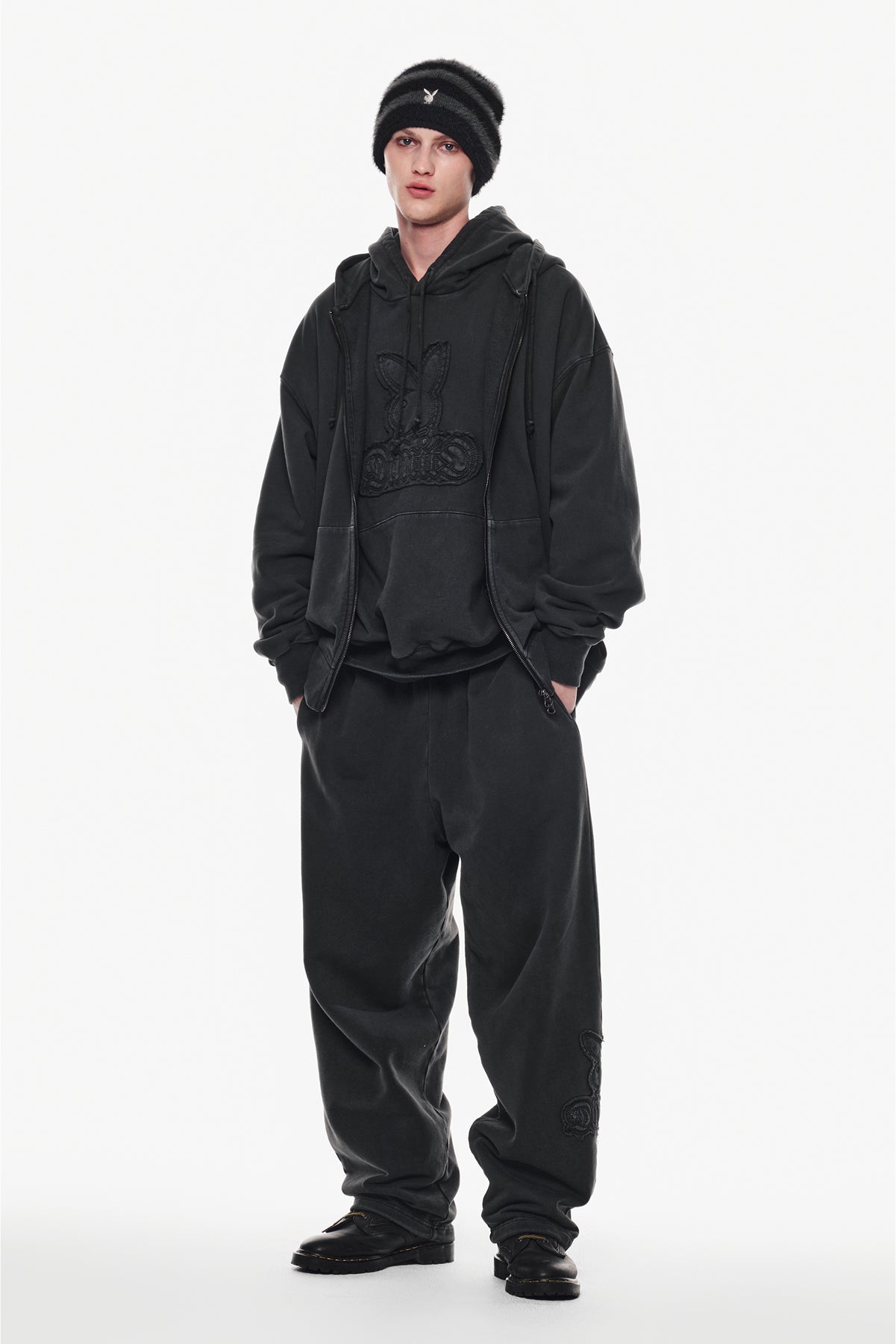 [PLAYBOY x DIMITO] BUNNY HOODIE WASHED BLACK