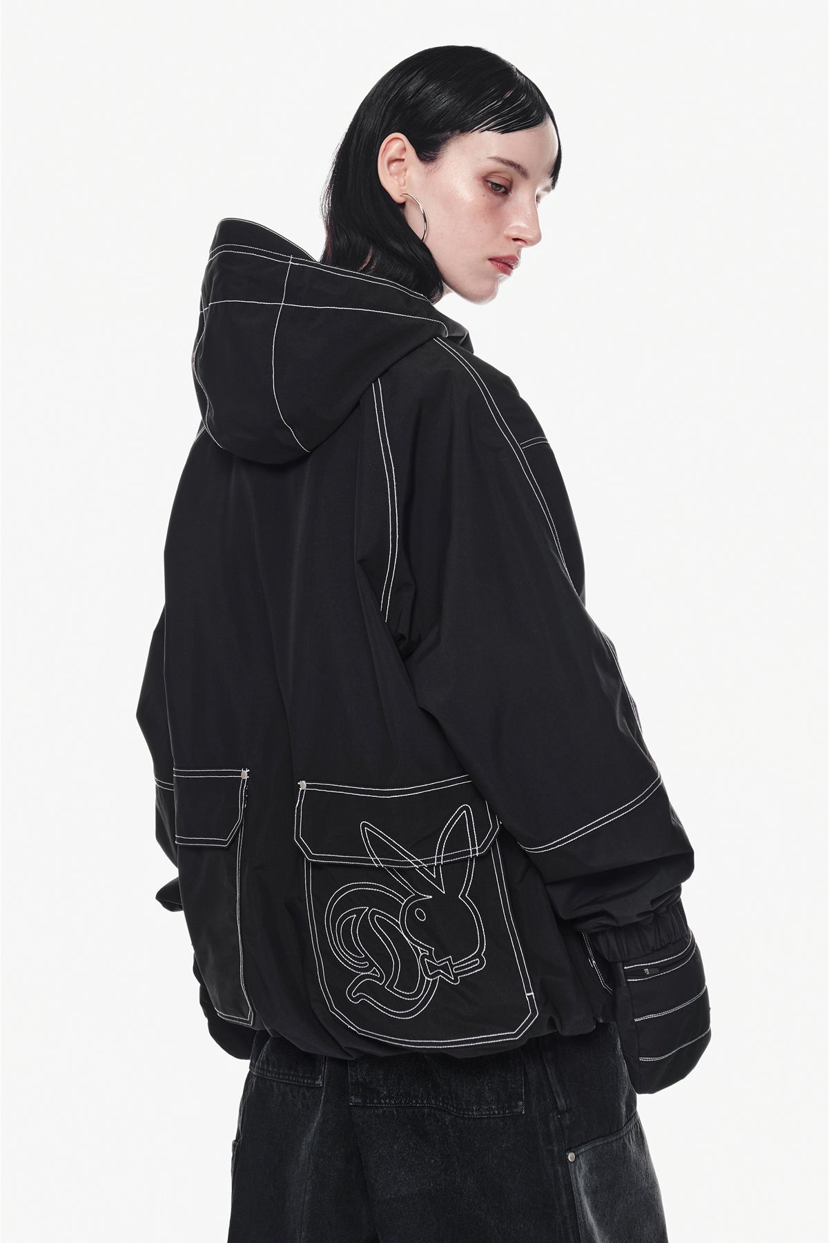 [PLAYBOY x DIMITO] STITCHED EASY ZIP MITTEN BLACK