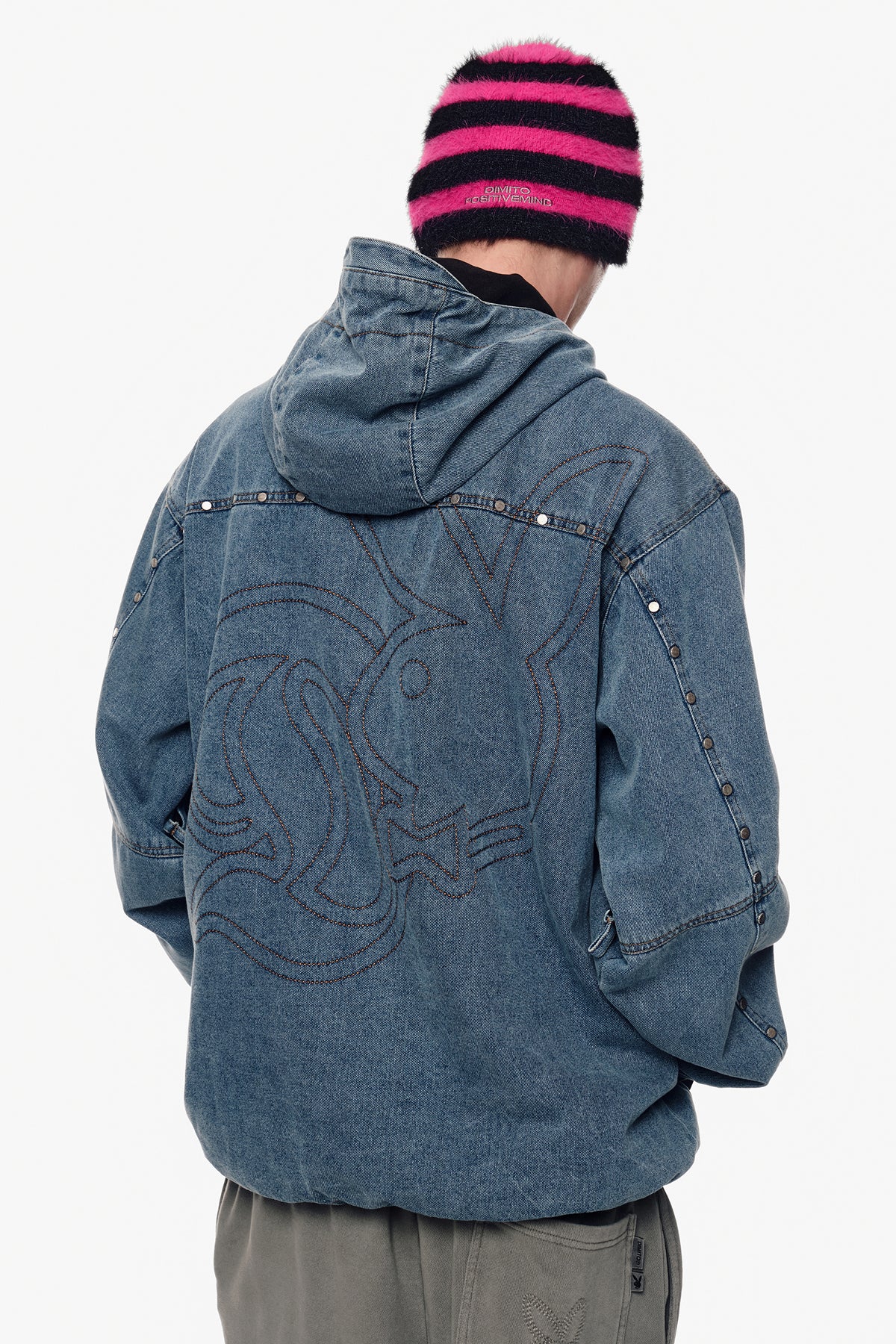 [PLAYBOY x DIMITO] STUD WESTERN DENIM JACKET WASHED BLUE