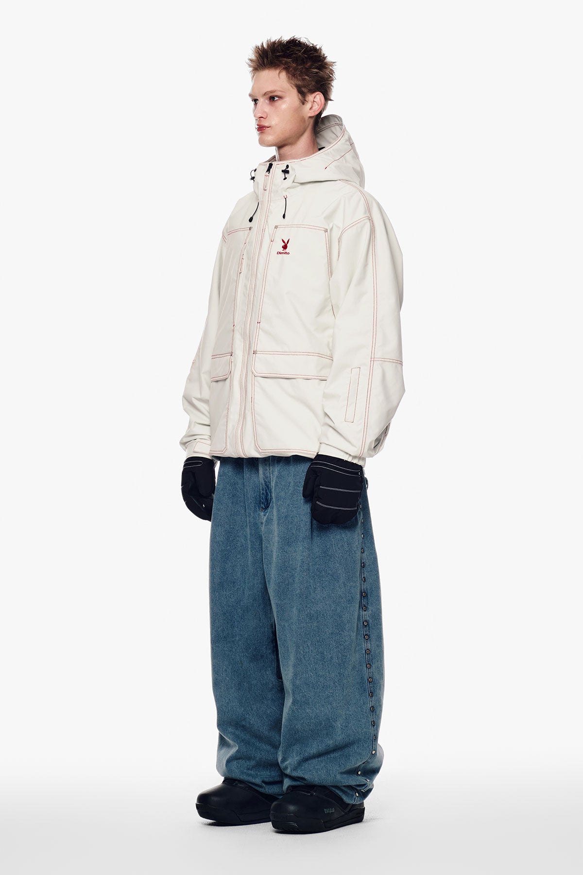 [PLAYBOY x DIMITO] STITCHED TRUCKER JACKET OFF WHITE