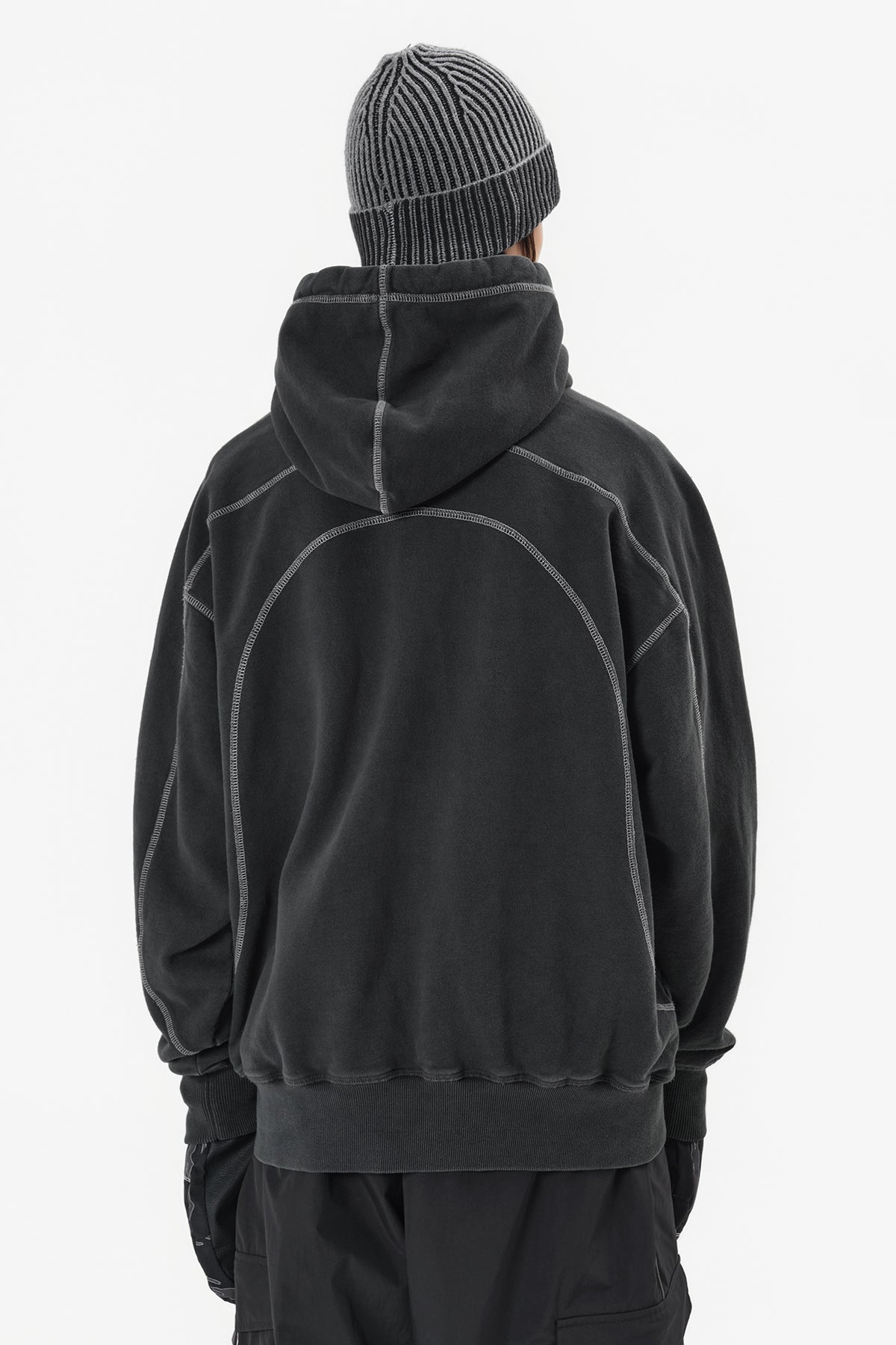 LINE STITCHED GD HOODIE CHARCOAL