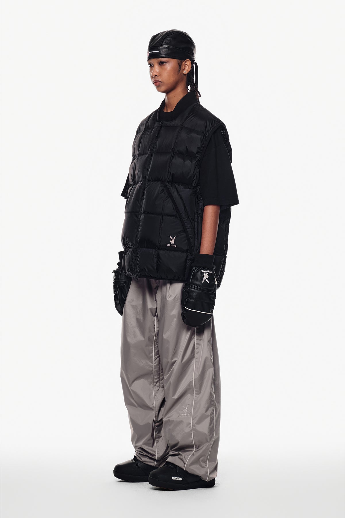 [PLAYBOY x DIMITO] STITCHED DOWN VEST BLACK
