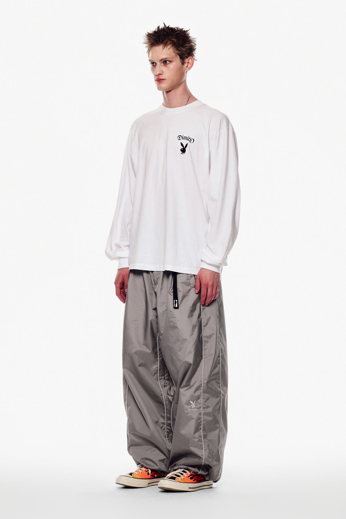 [PLAYBOY x DIMITO] PIPING BANDED PANTS (WIDE FIT LV.2) CONCRETE GREY