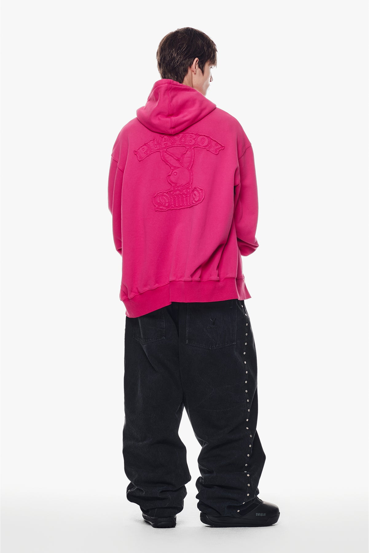 [PLAYBOY x DIMITO] STUD LINE OG DENIM PANTS (WIDE FIT LV.2) WASHED BLACK