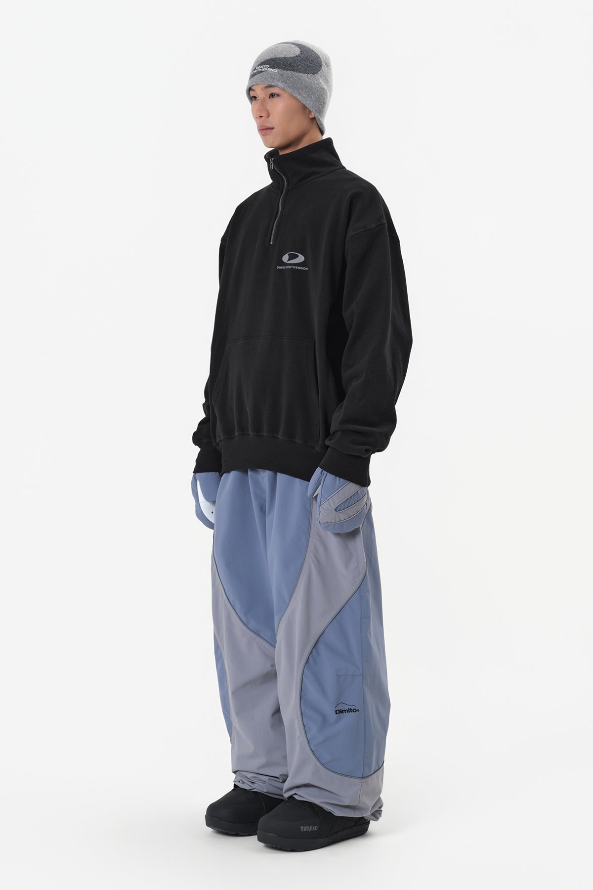CIRCLE LOGO HALF ZIP SWEATSHIRT BLACK