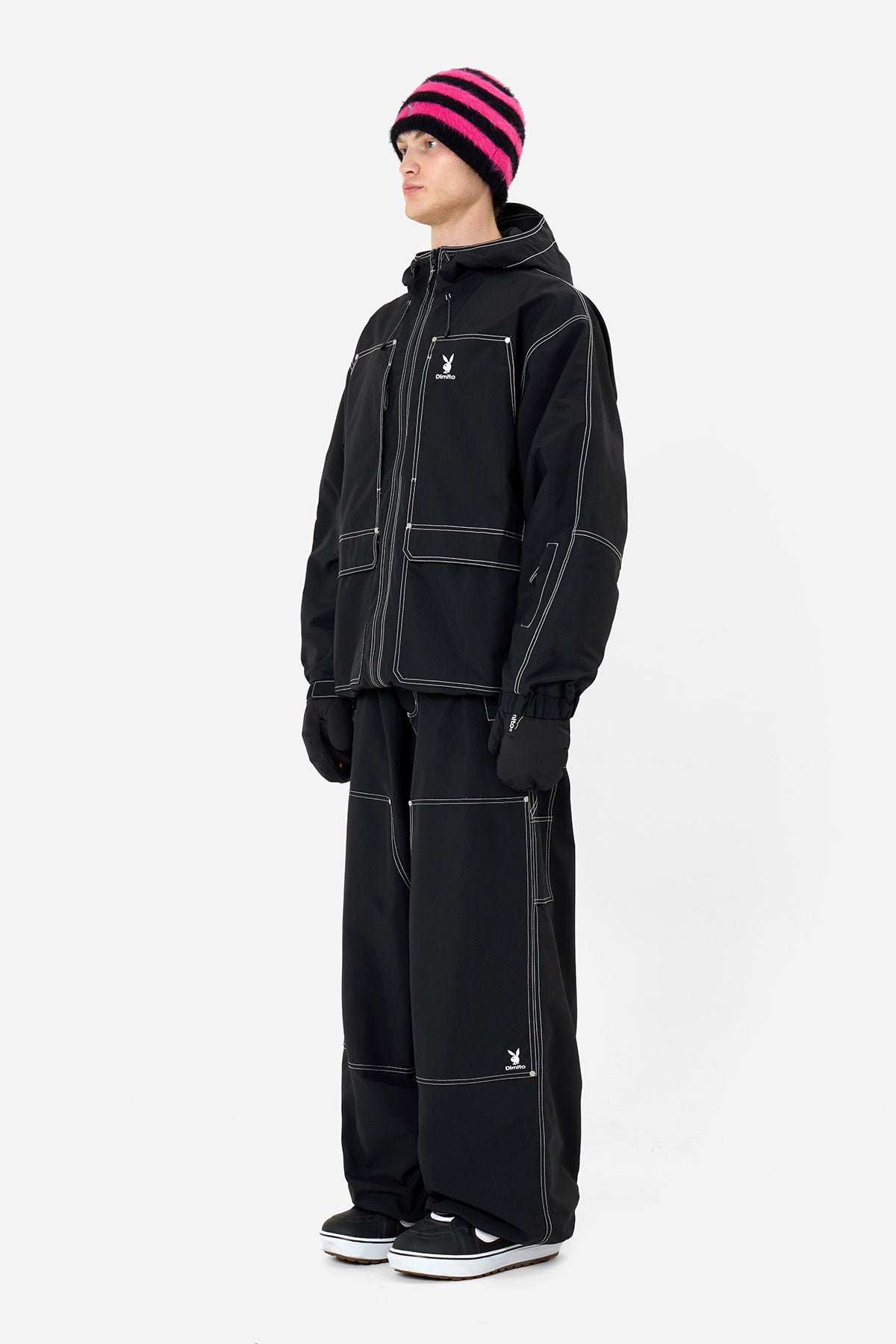 [PLAYBOY x DIMITO] DOUBLE KNEE PANTS (WIDE FIT LV.2) BLACK