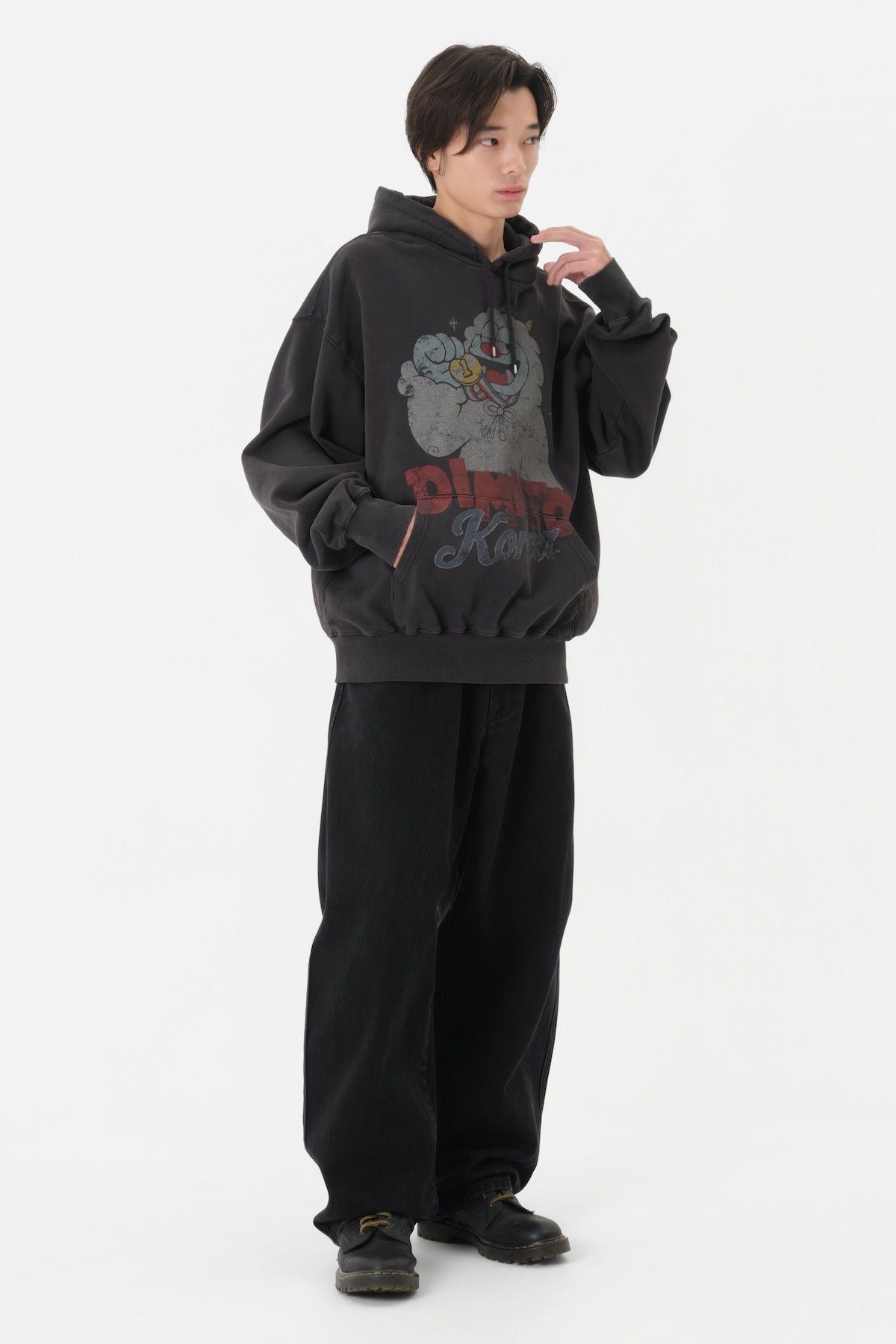 TEAM KOREA REPLICA TURRI CARTOON LOGO HOODIE VINTAGE BLACK