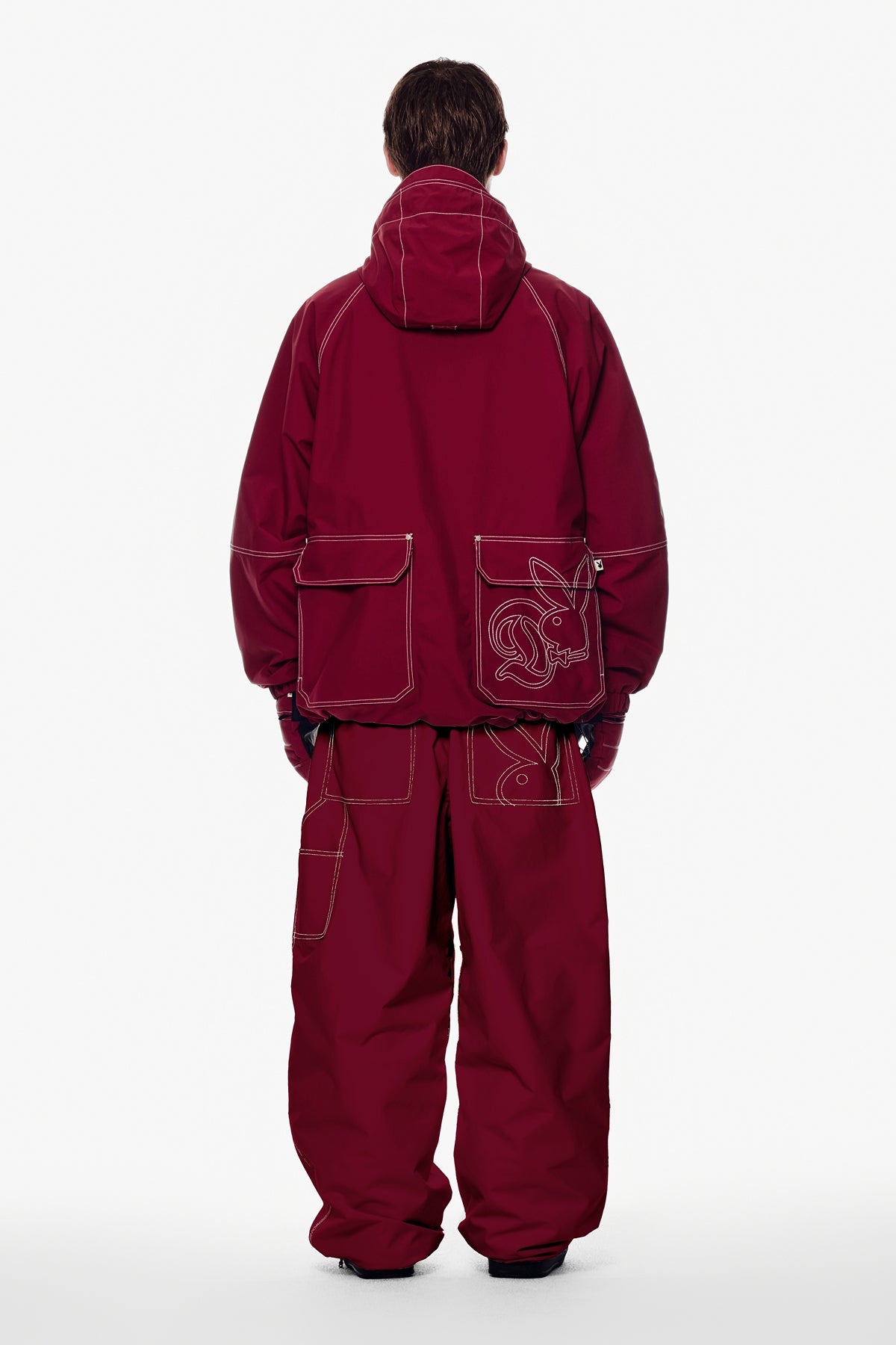 [PLAYBOY x DIMITO] DOUBLE KNEE PANTS (WIDE FIT LV.2) DARK RED