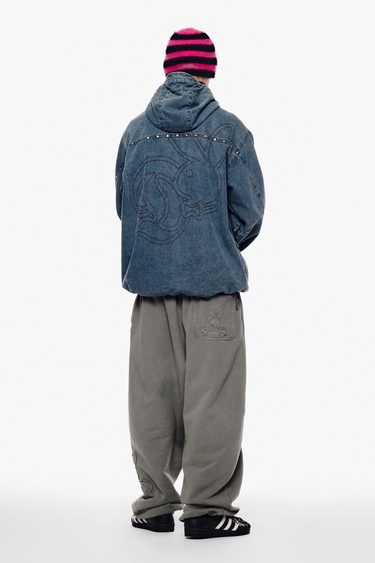 [PLAYBOY x DIMITO] STUD WESTERN DENIM JACKET WASHED BLUE