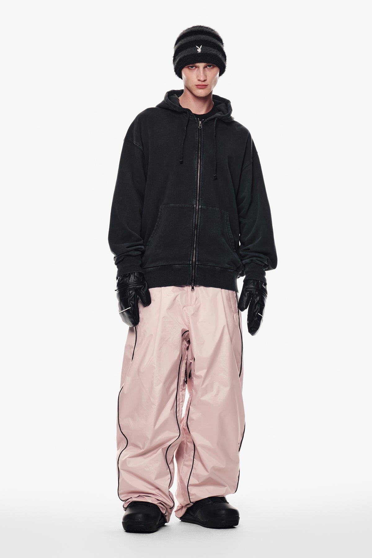 [PLAYBOY x DIMITO] BUNNY ZIP HOODIE WASHED BLACK
