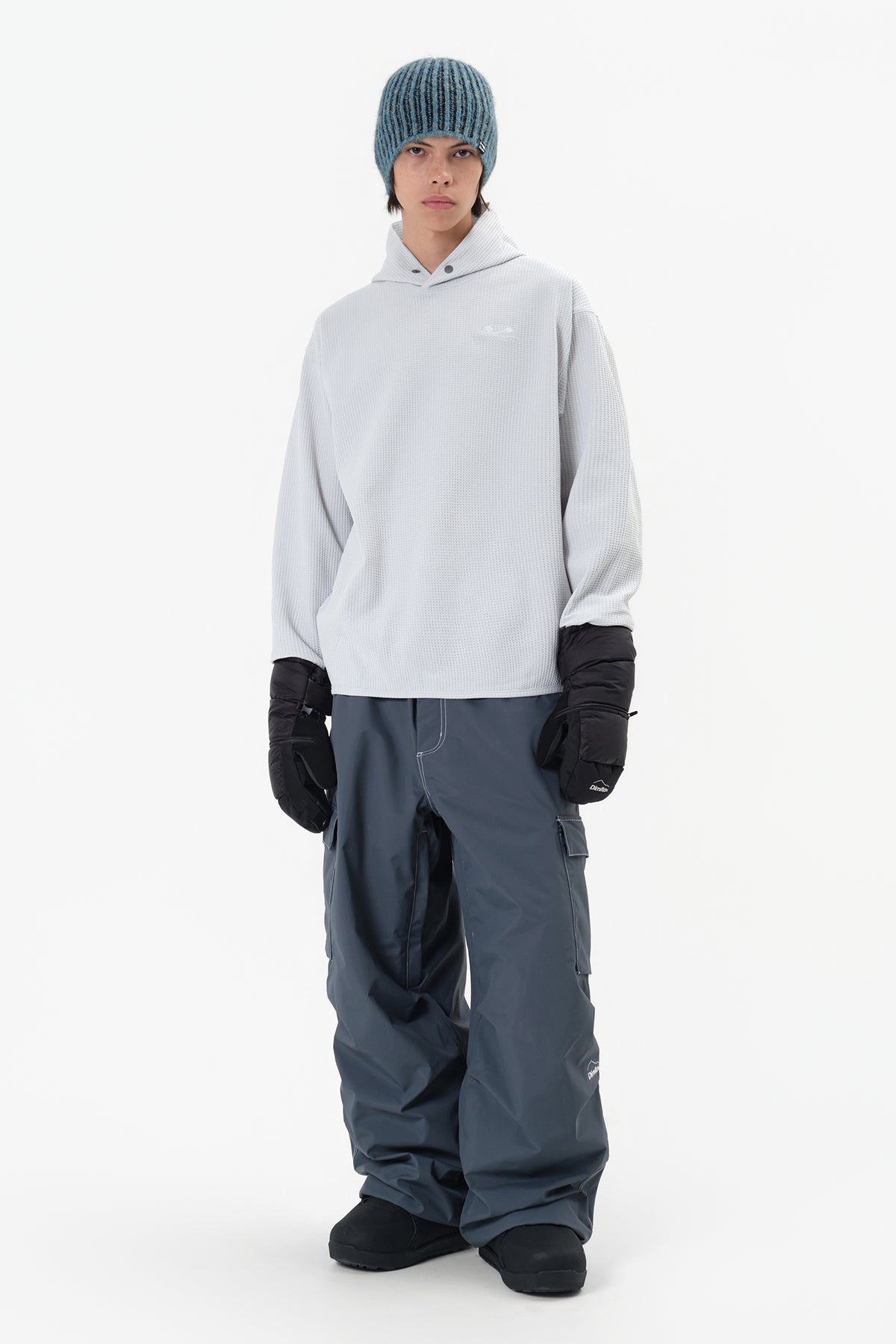 LIGHT WEIGHT WAFFLE HOODIE MIST GREY