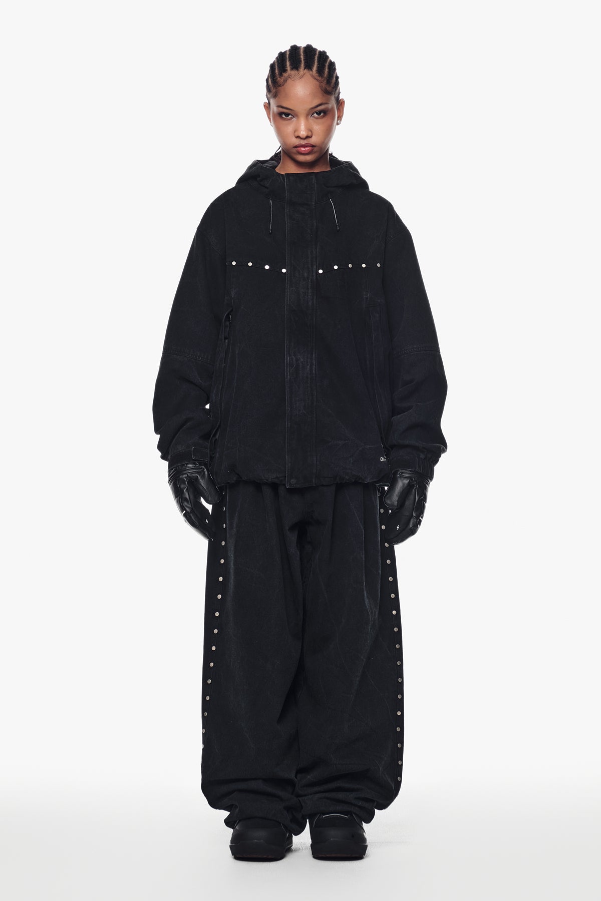 [PLAYBOY x DIMITO] STUD WESTERN DENIM JACKET WASHED BLACK