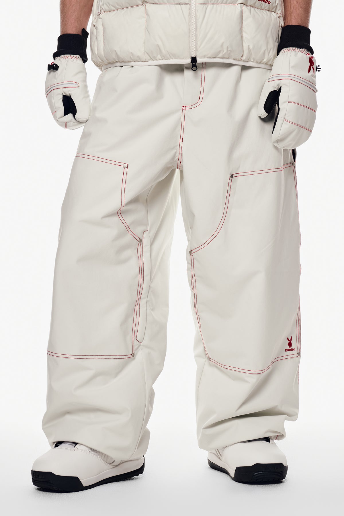 [PLAYBOY x DIMITO] DOUBLE KNEE PANTS (WIDE FIT LV.2) OFF WHITE