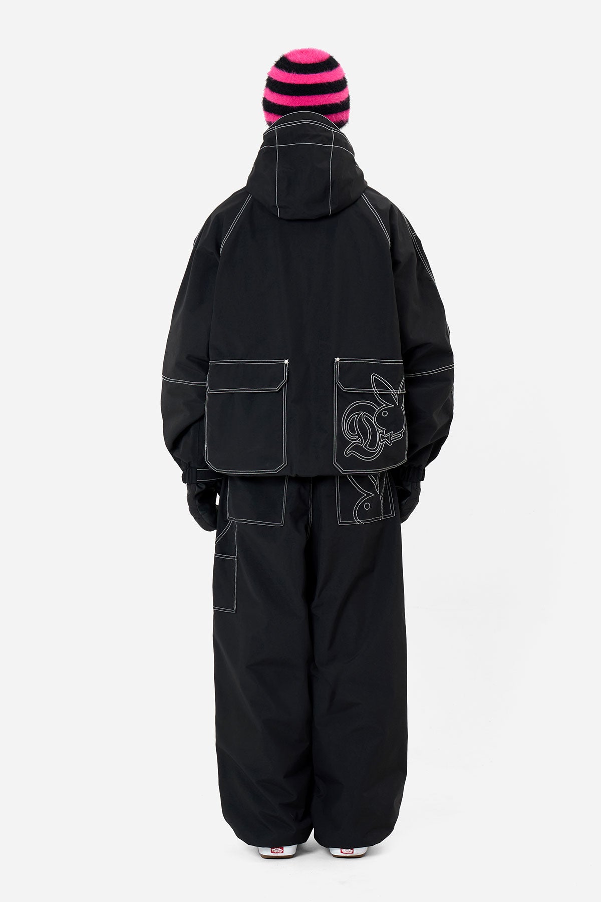 [PLAYBOY x DIMITO] DOUBLE KNEE PANTS (WIDE FIT LV.2) BLACK