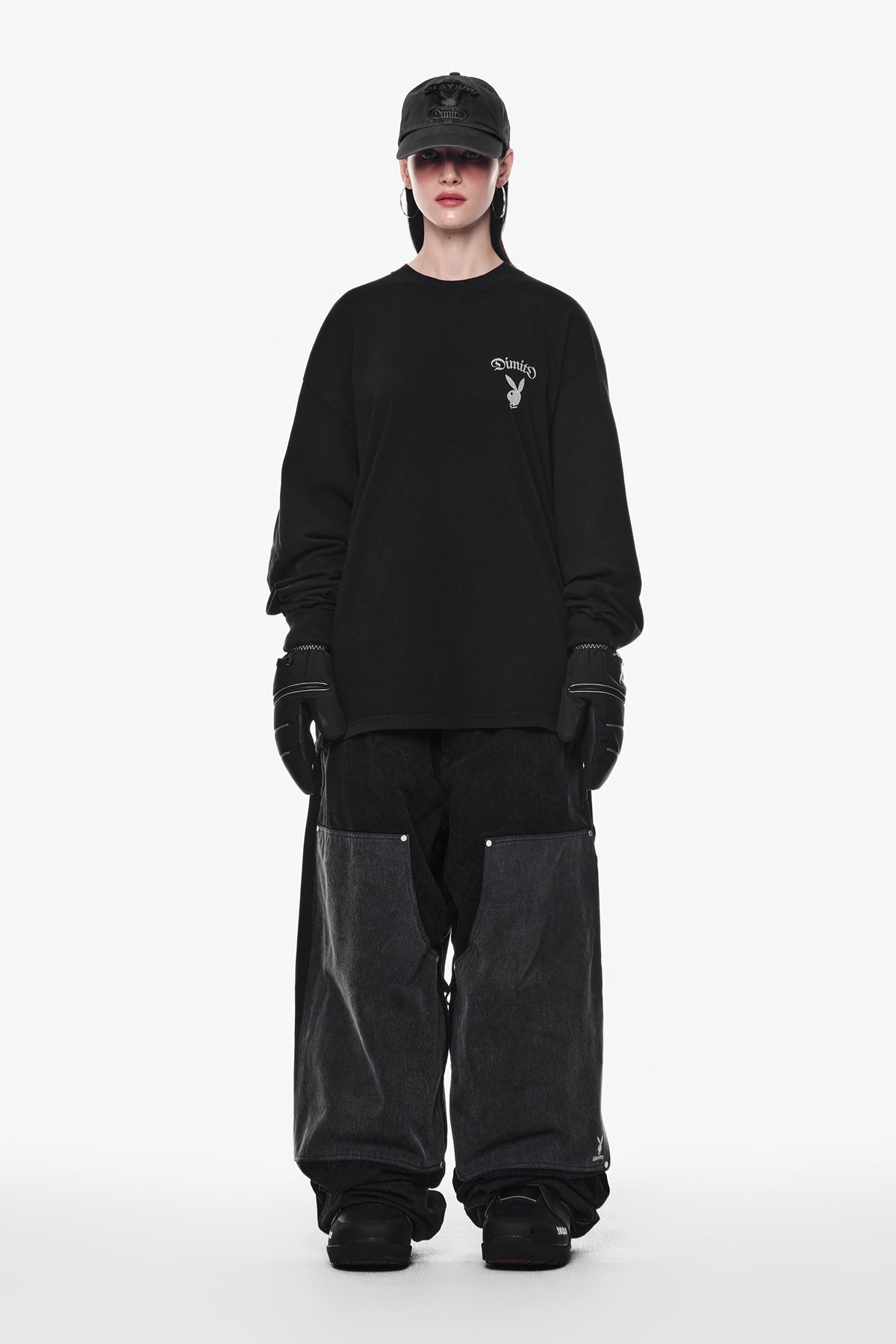 [PLAYBOY x DIMITO] BUNNY GRAPHIC LSV GD 6.5OZ TEE BLACK