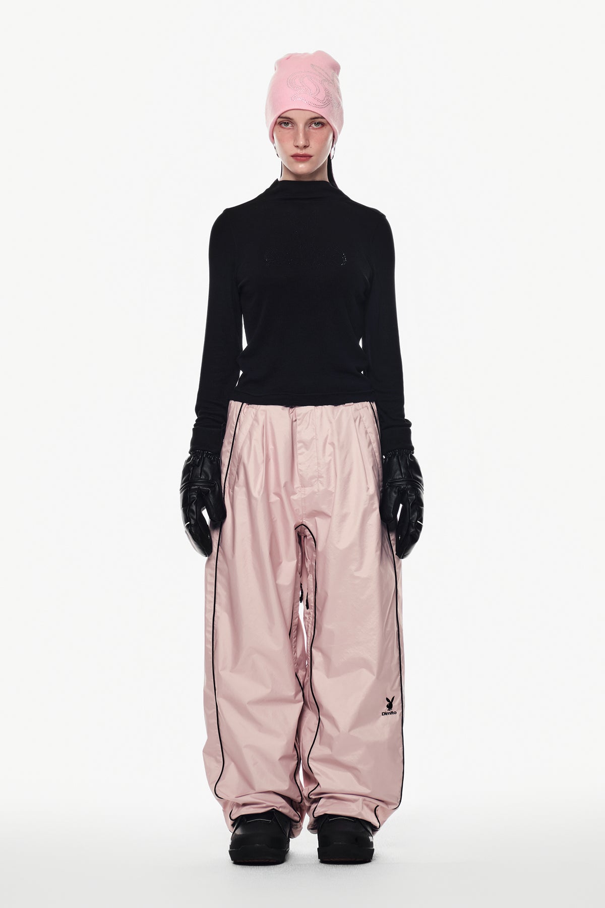 [PLAYBOY x DIMITO] PIPING BANDED PANTS (WIDE FIT LV.2) BABY PINK (Available on 25.09.30)