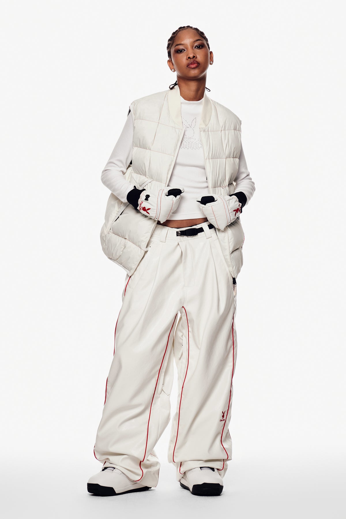 [PLAYBOY x DIMITO] STITCHED DOWN VEST OFF WHITE