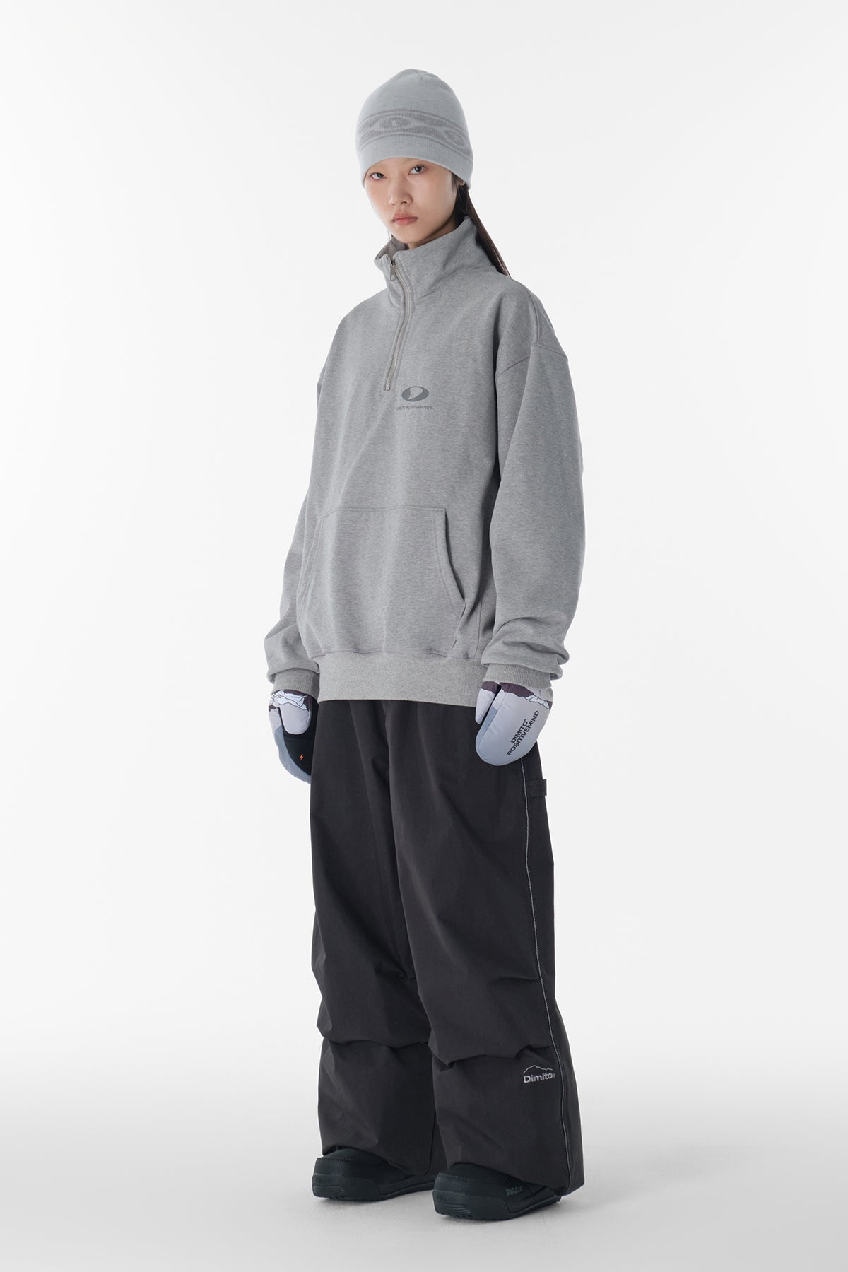 CIRCLE LOGO HALF ZIP SWEATSHIRT ASH