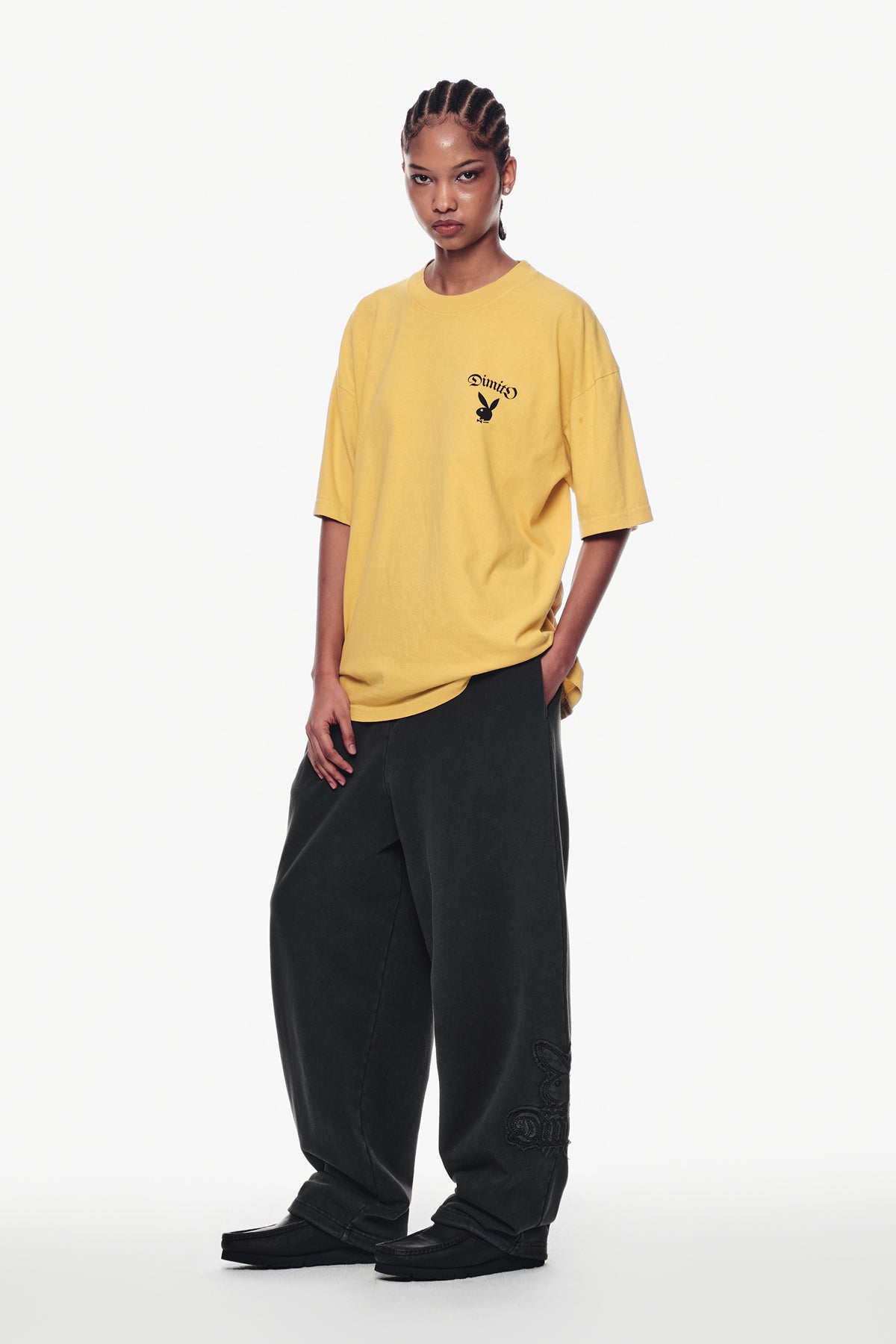 [PLAYBOY x DIMITO] BUNNY SWEATPANTS WASHED BLACK