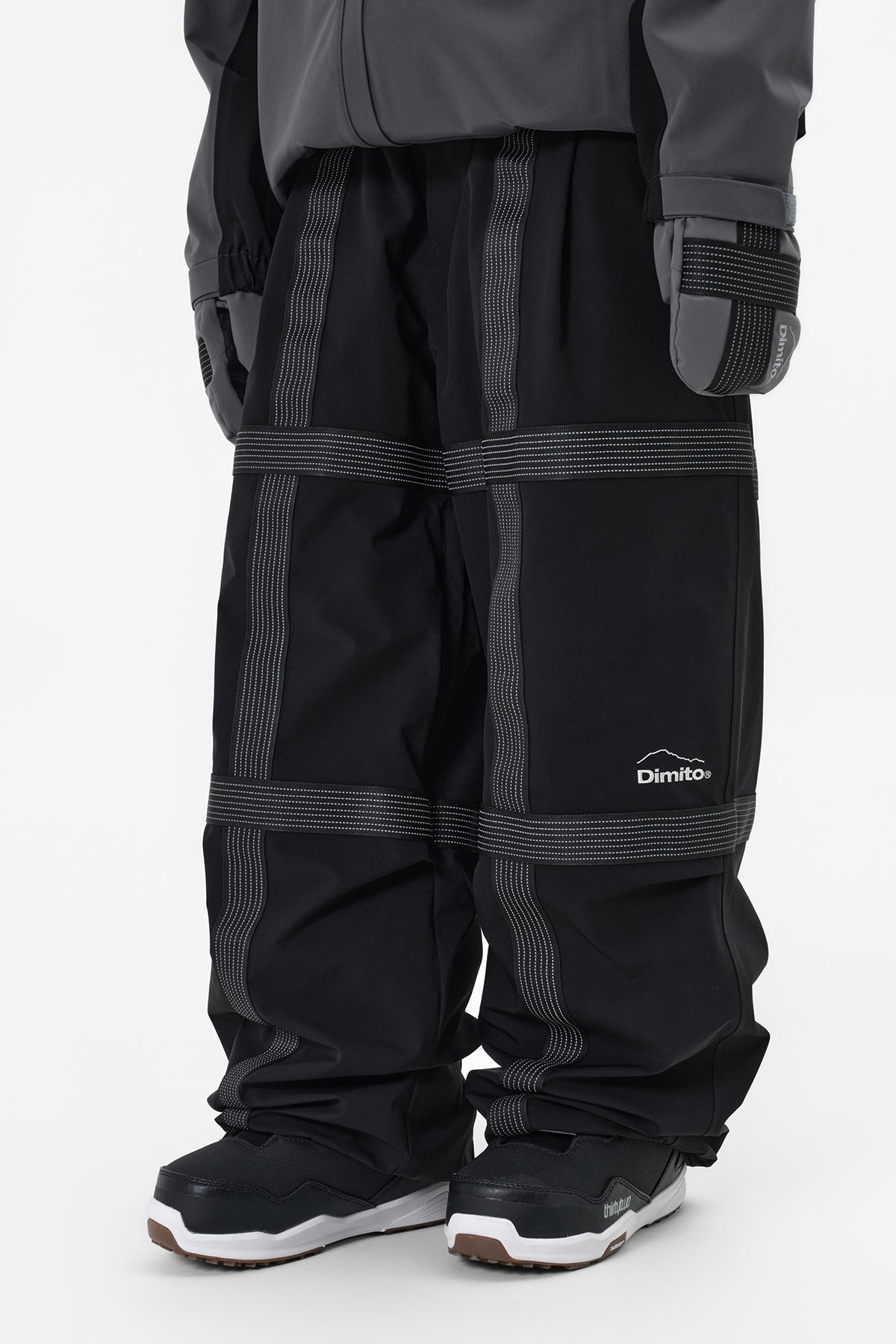 REFLECTIVE LINE BANDED PANTS (WIDE FIT LV.2) BLACK