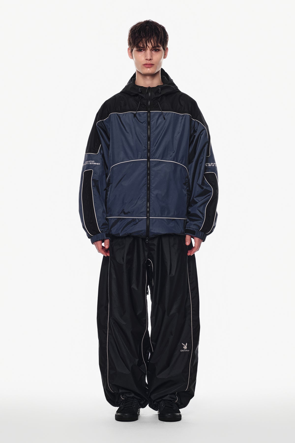 [PLAYBOY x DIMITO] PIPING BANDED PANTS (WIDE FIT LV.2) BLACK