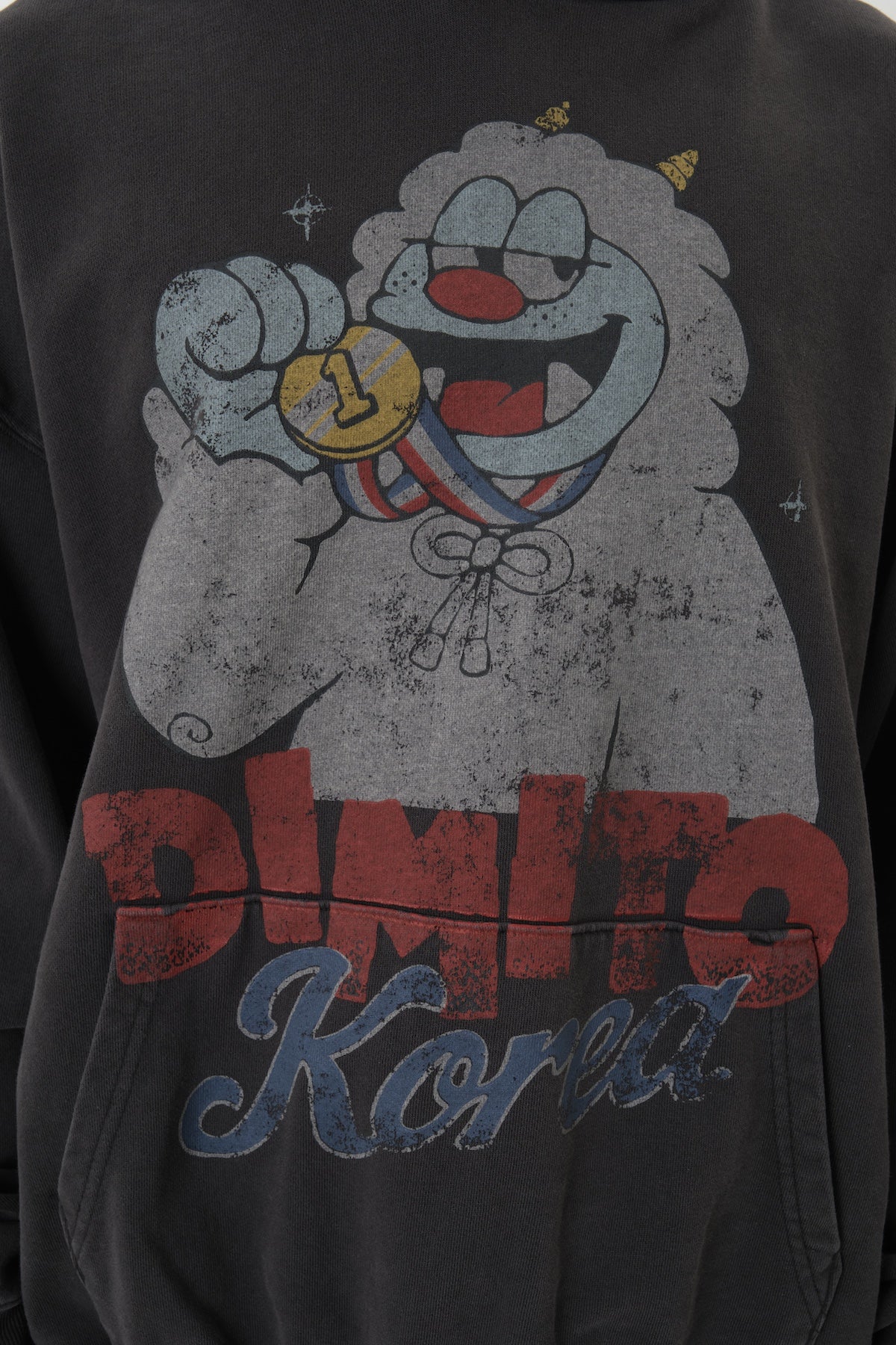 TEAM KOREA REPLICA TURRI CARTOON LOGO HOODIE VINTAGE BLACK