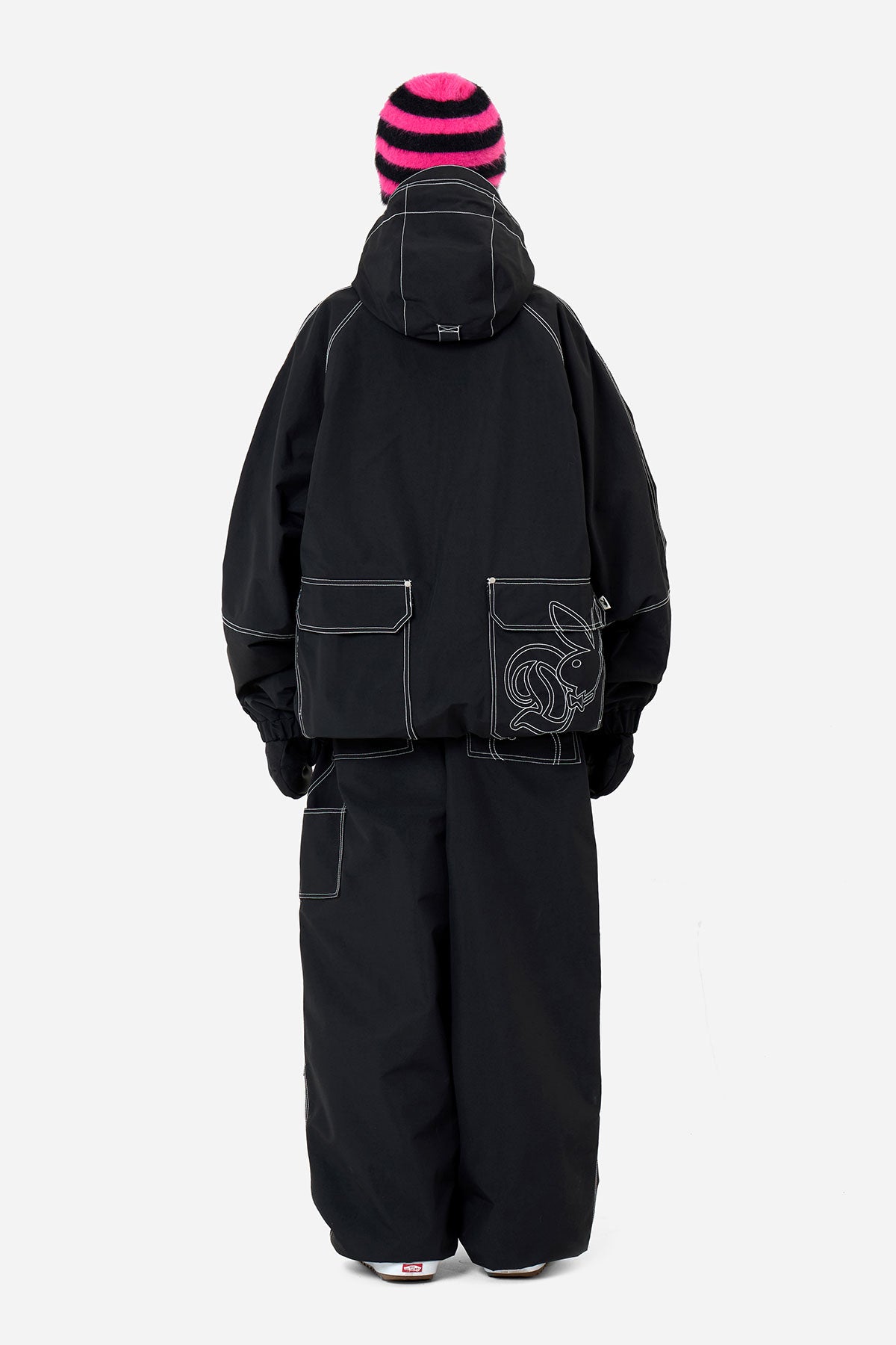 [PLAYBOY x DIMITO] DOUBLE KNEE PANTS (WIDE FIT LV.2) BLACK