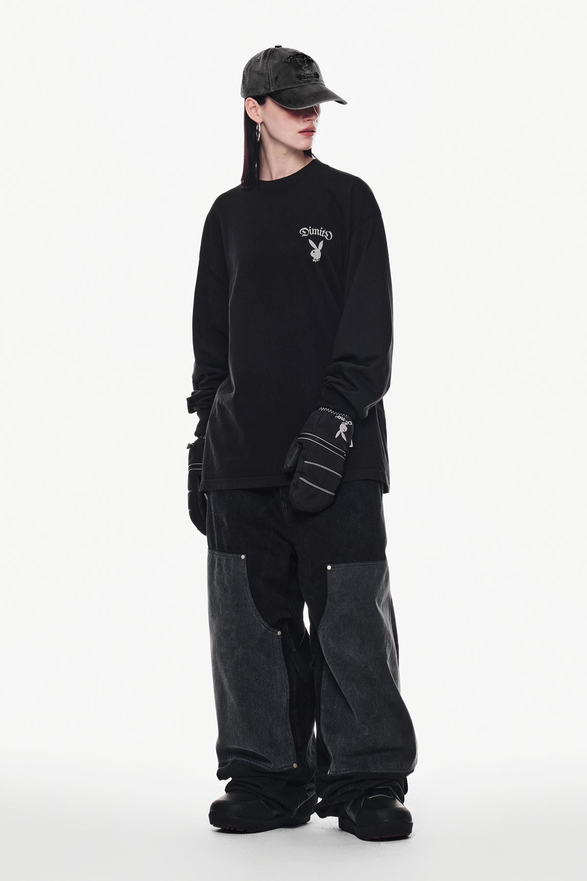 [PLAYBOY x DIMITO] BUNNY GRAPHIC LSV GD 6.5OZ TEE BLACK