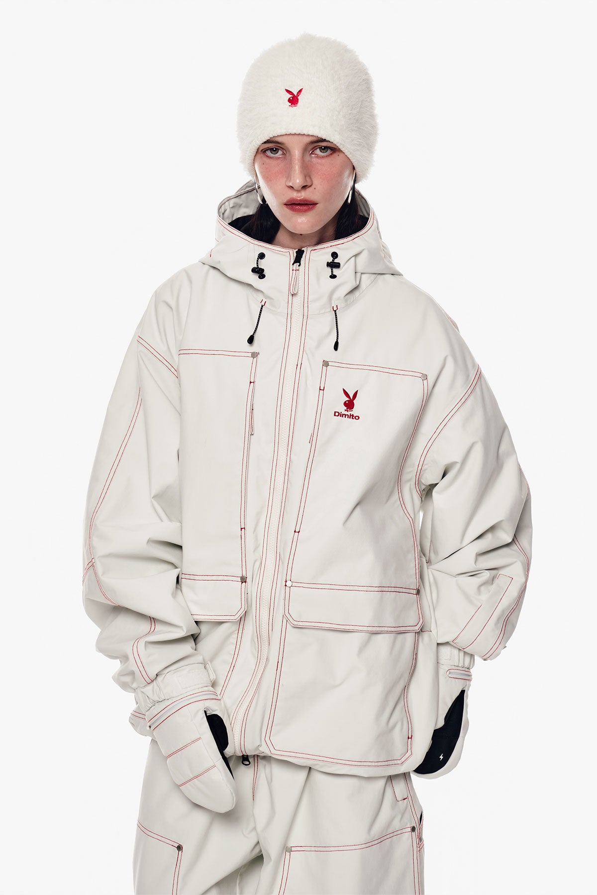 [PLAYBOY x DIMITO] STITCHED TRUCKER JACKET OFF WHITE