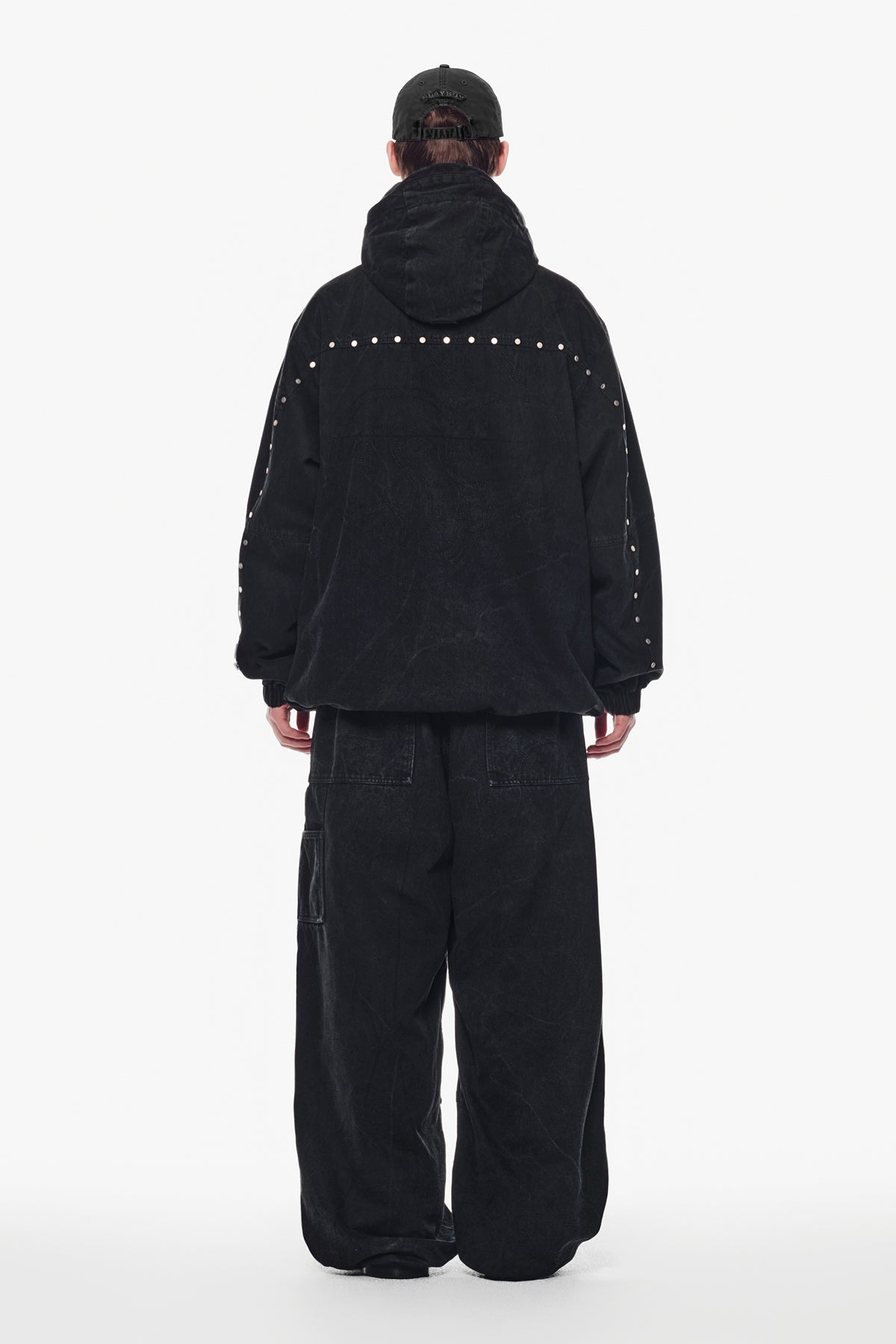 [PLAYBOY x DIMITO] DOUBLE KNEE DENIM PANTS (WIDE FIT LV.2) WASHED BLACK
