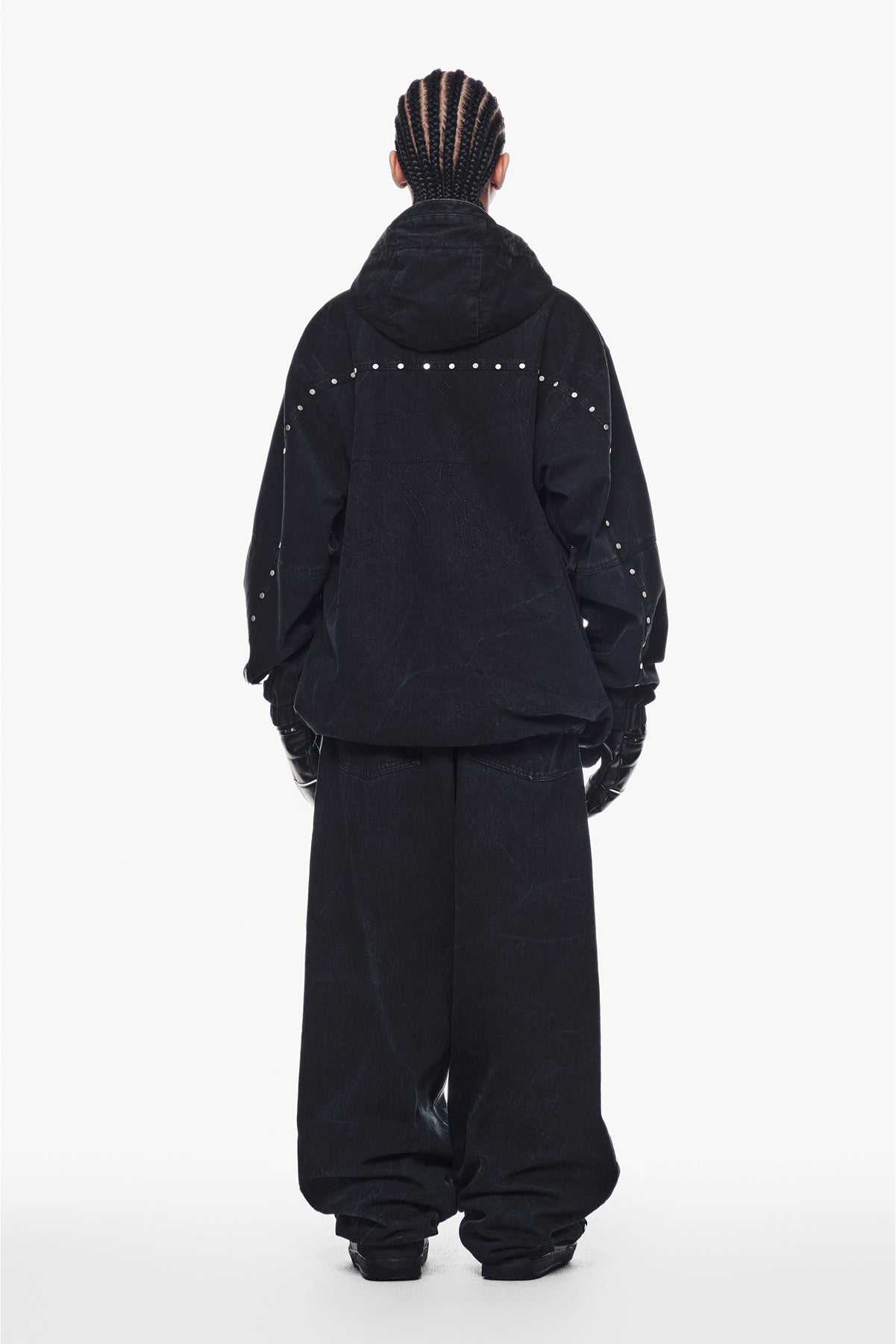 [PLAYBOY x DIMITO] STUD LINE OG DENIM PANTS (WIDE FIT LV.2) WASHED BLACK