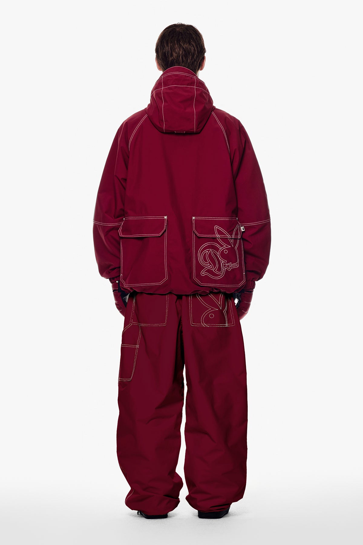 [PLAYBOY x DIMITO] STITCHED TRUCKER JACKET DARK RED