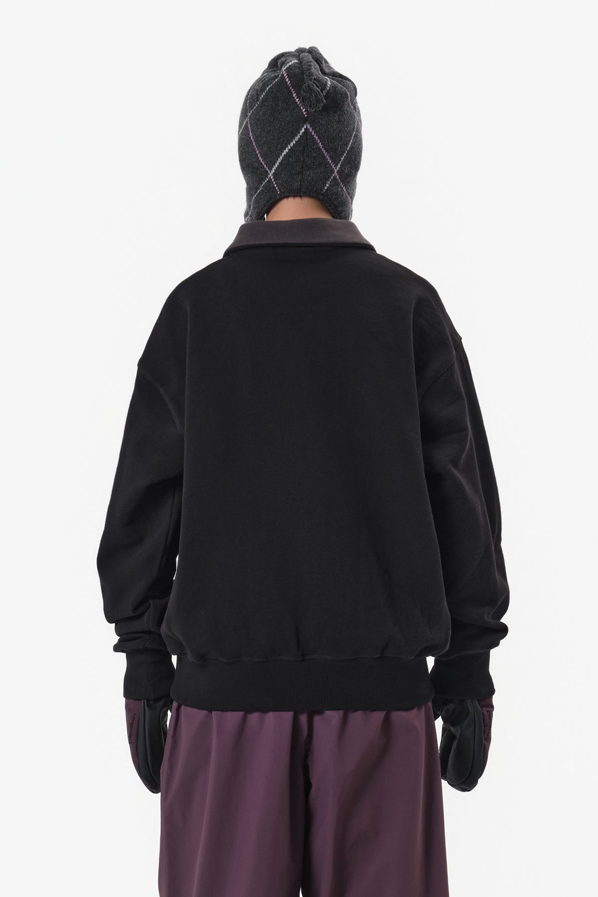 CIRCLE LOGO HALF ZIP SWEATSHIRT BLACK