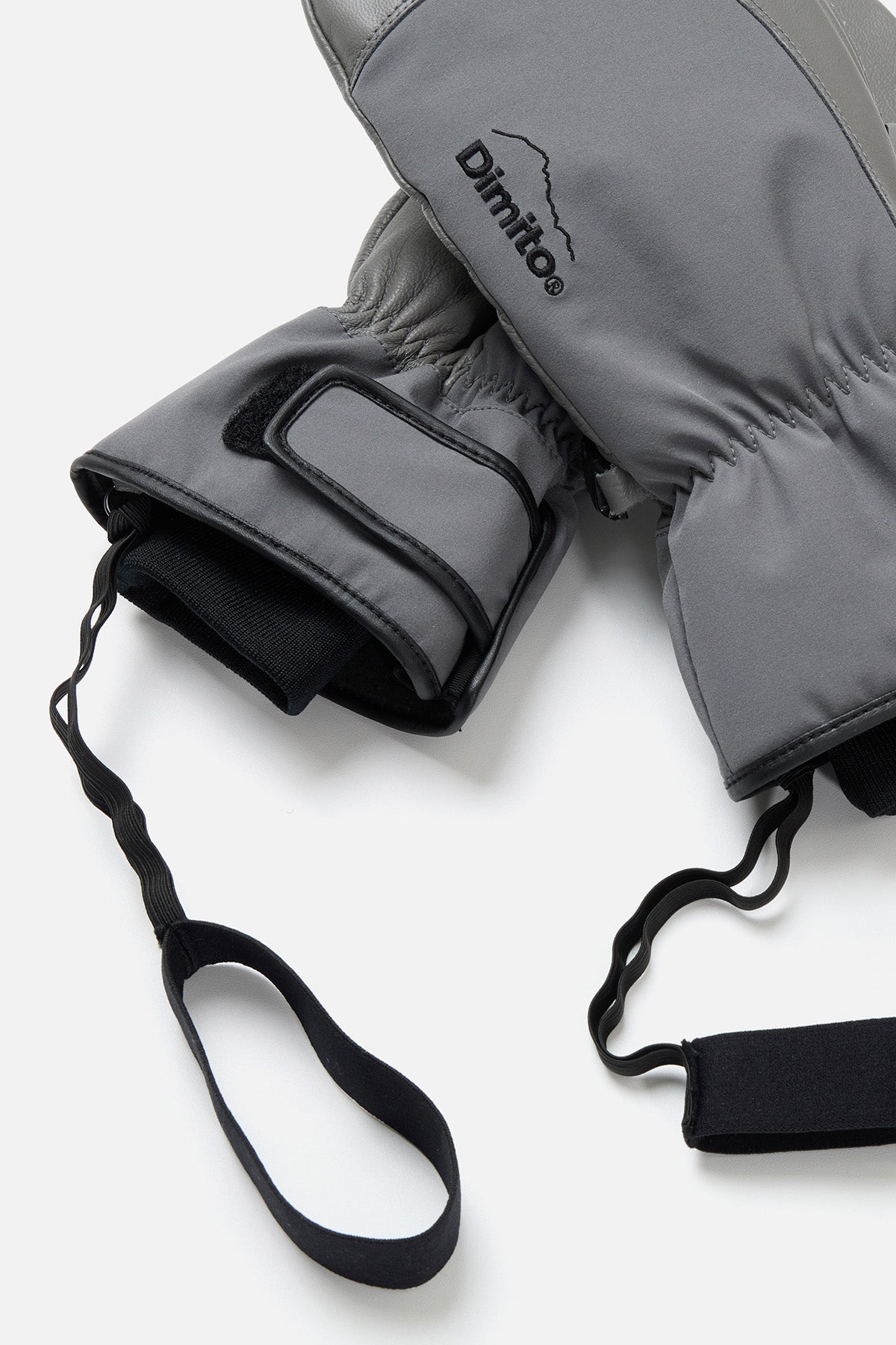 LEATHER 3-WAY OPEN MITTEN COOL GREY