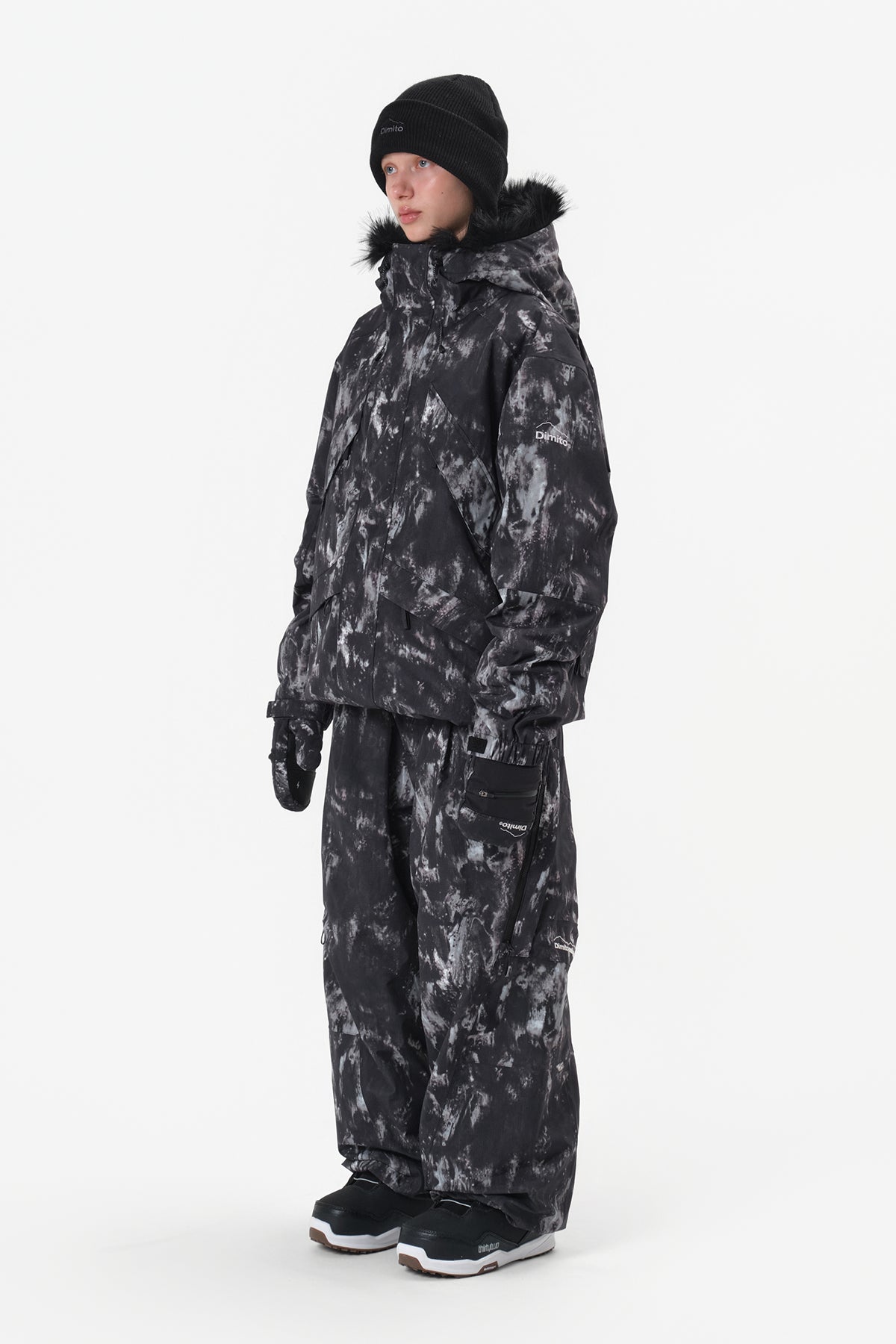 GIANT CARGO PANTS (WIDE FIT LV.2) MARBLE BLACK