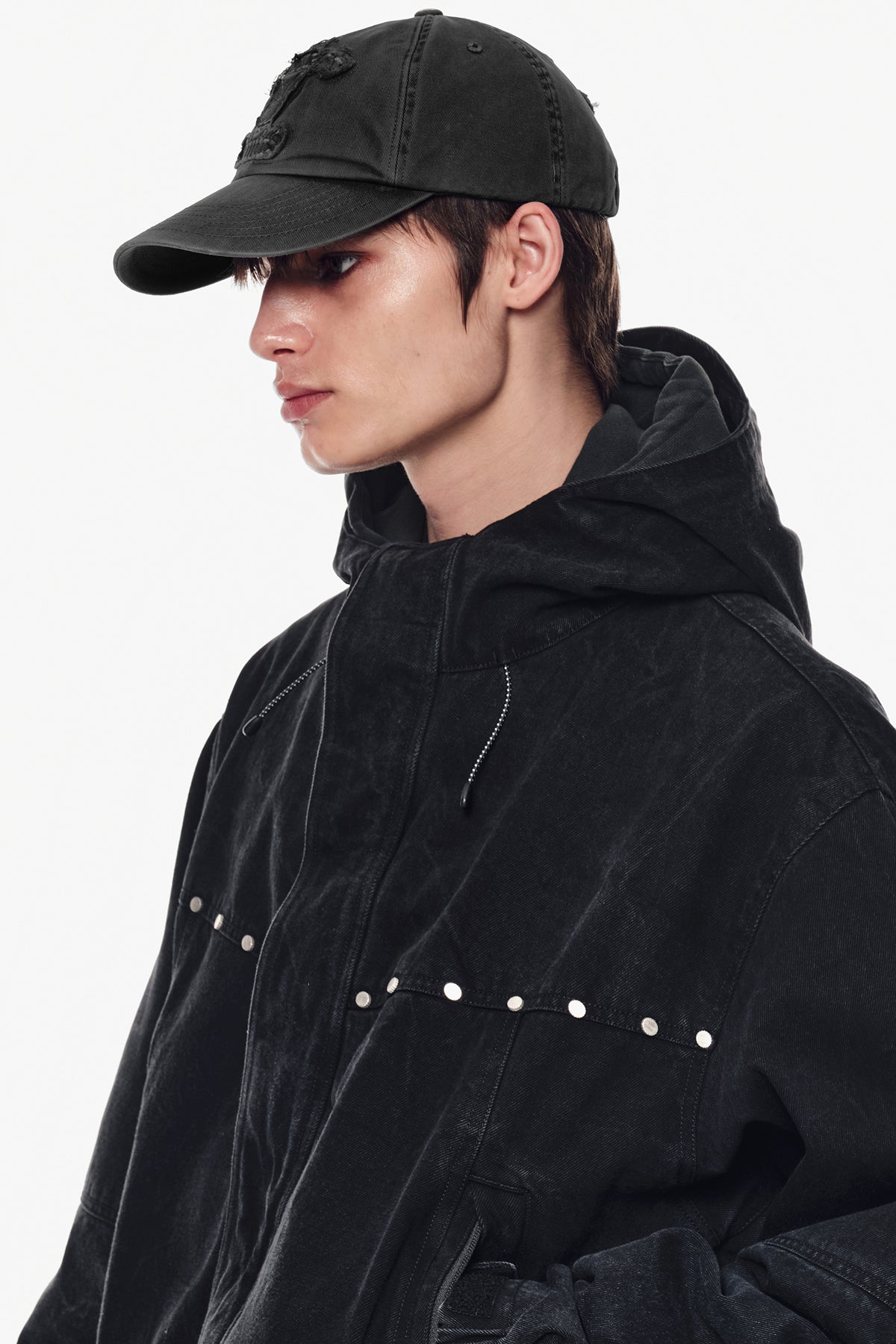 [PLAYBOY x DIMITO] STUD WESTERN DENIM JACKET WASHED BLACK